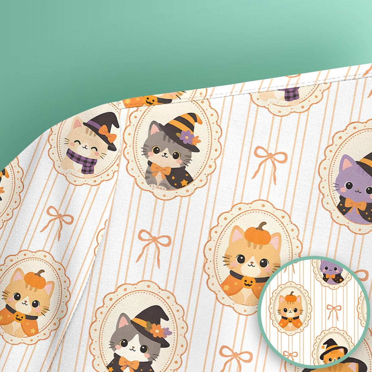 Halloween Cat Stripe Nurse Scrub Top