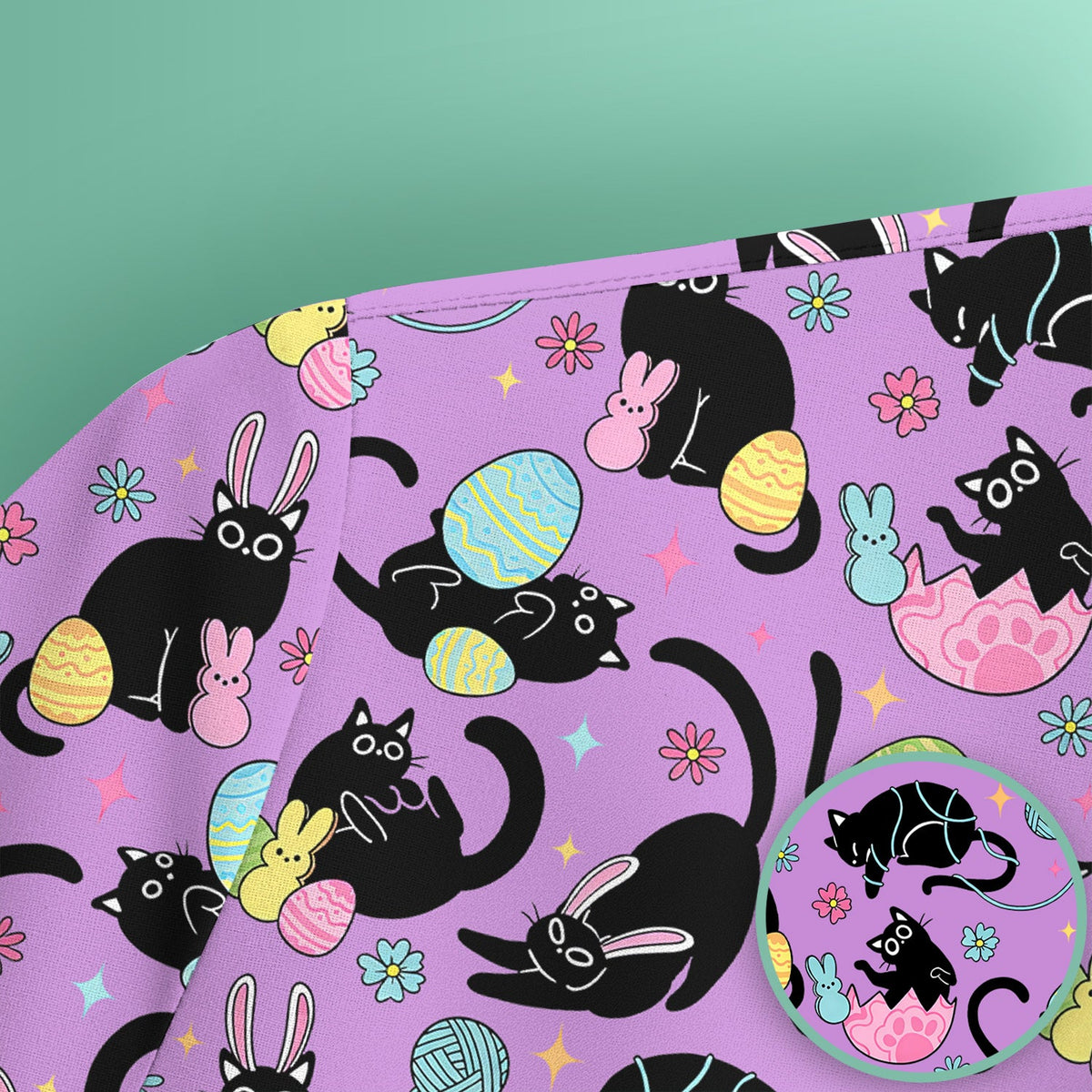 Black Cat Egg Nurse Scrub Top - Easter Gift