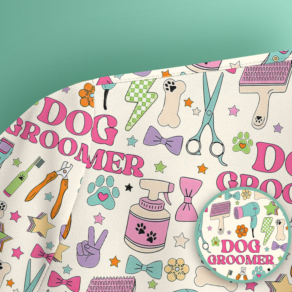 Dog Groomer Tools Nurse Scrub Top