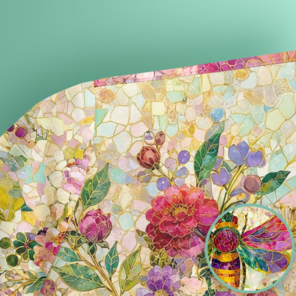 Vibrant Mosaic Bee Nurse Pattern Scrub Top, Comfortable Scrubs for Nurses