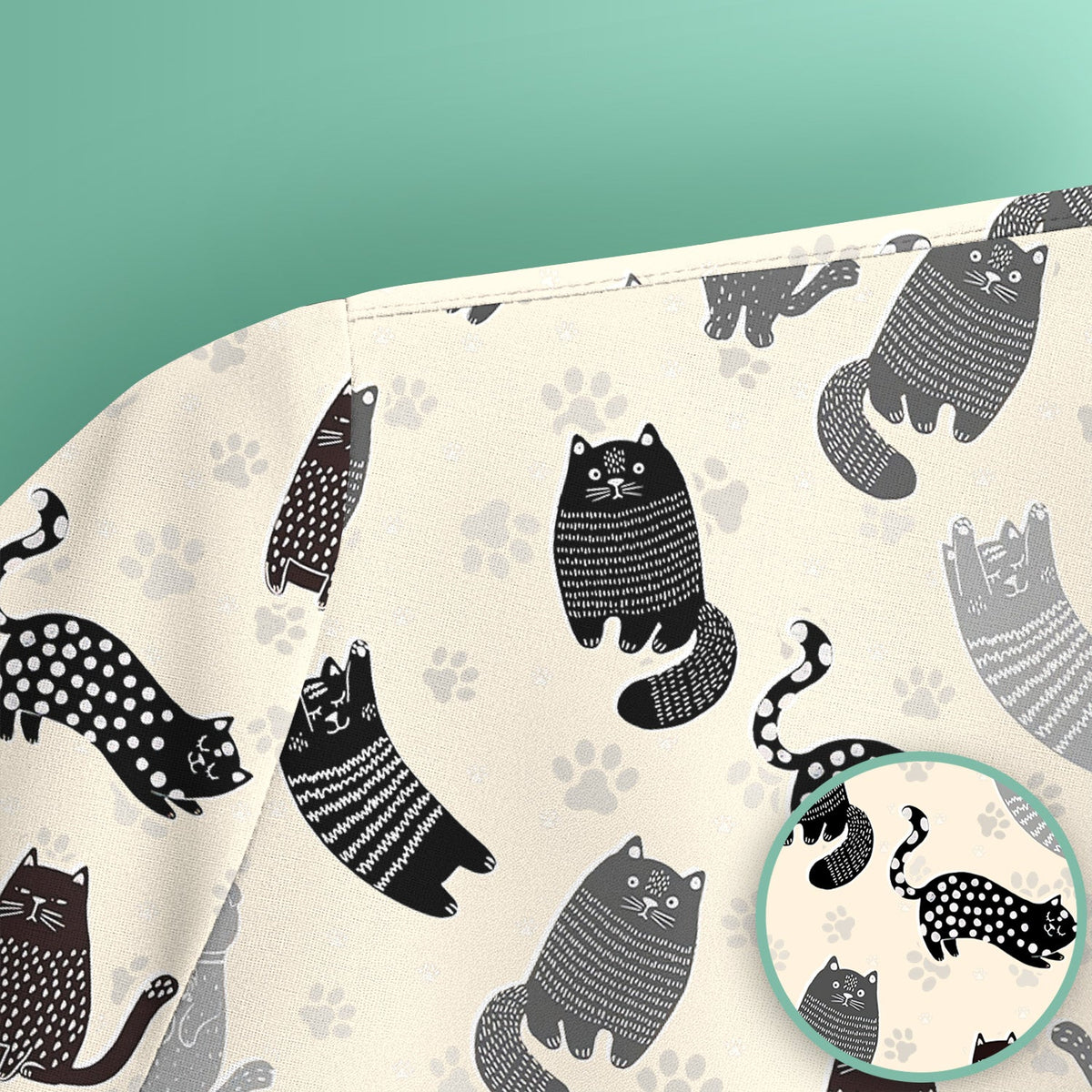 Cat Paw Print Nurse Scrub Top
