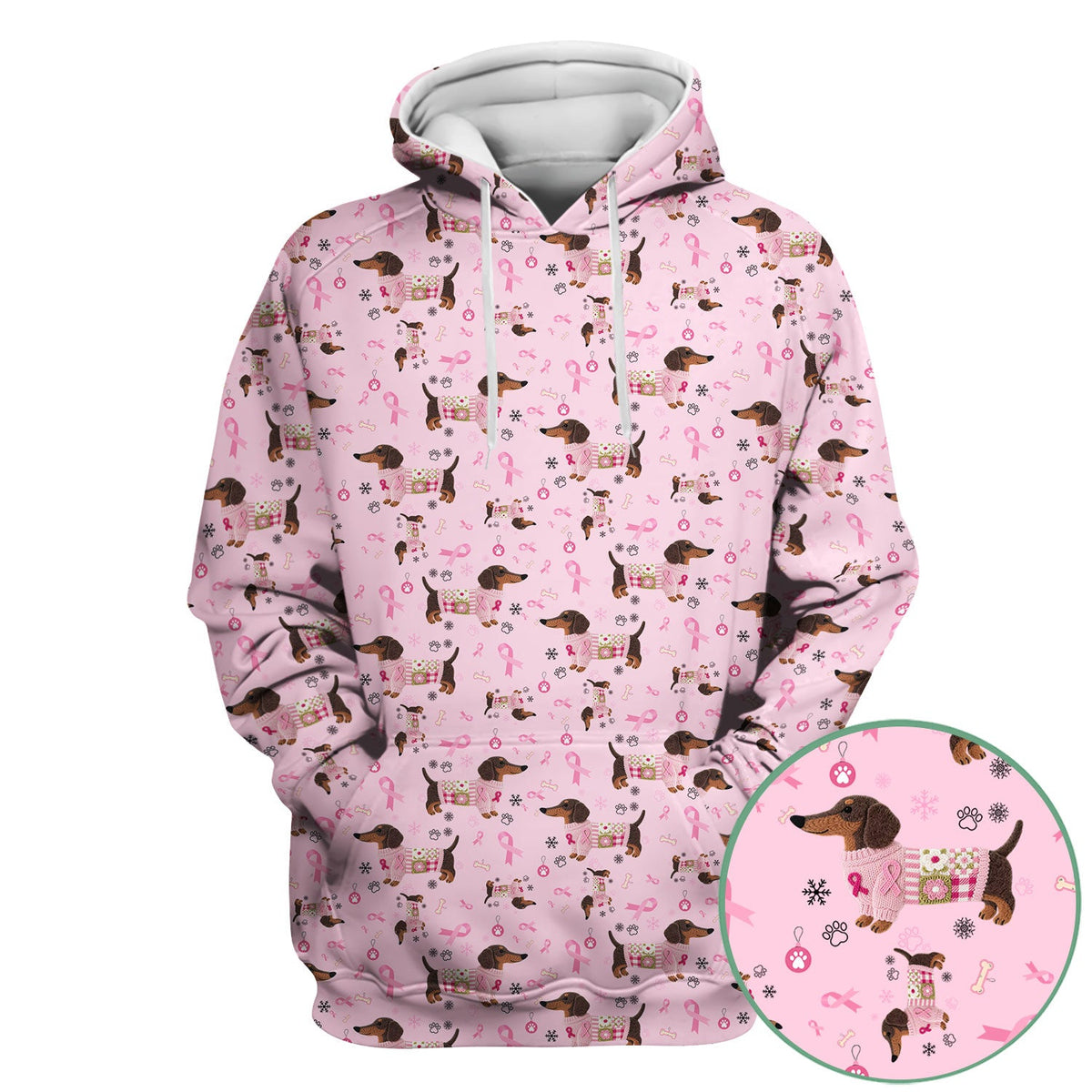 Pink Ribbon Dachshund Nurse Scrub Top
