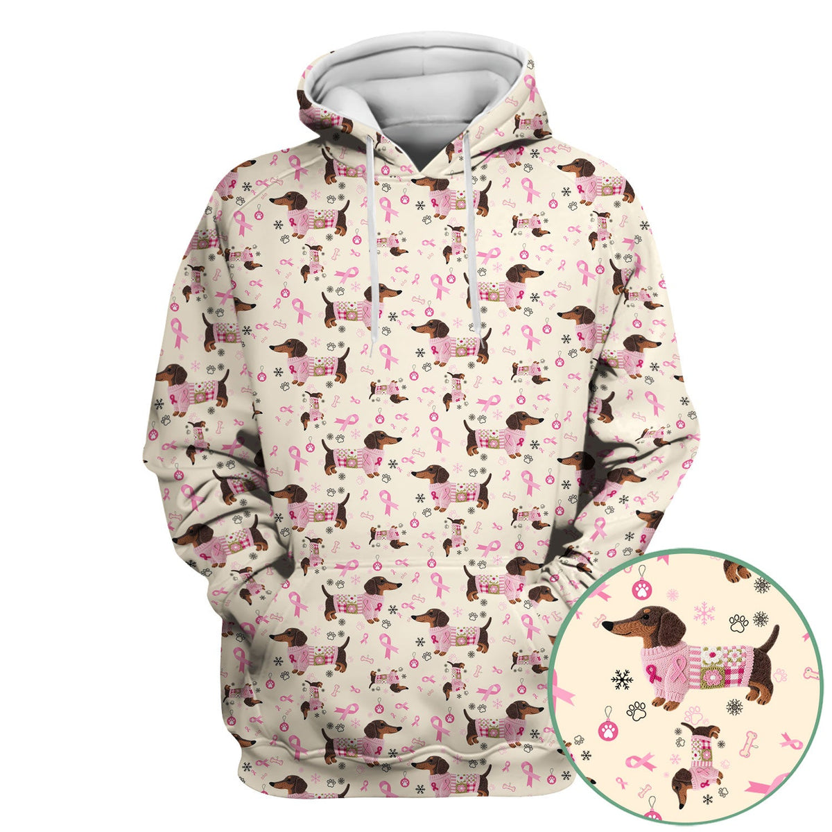 Pink Ribbon Dachshund Nurse Scrub Top