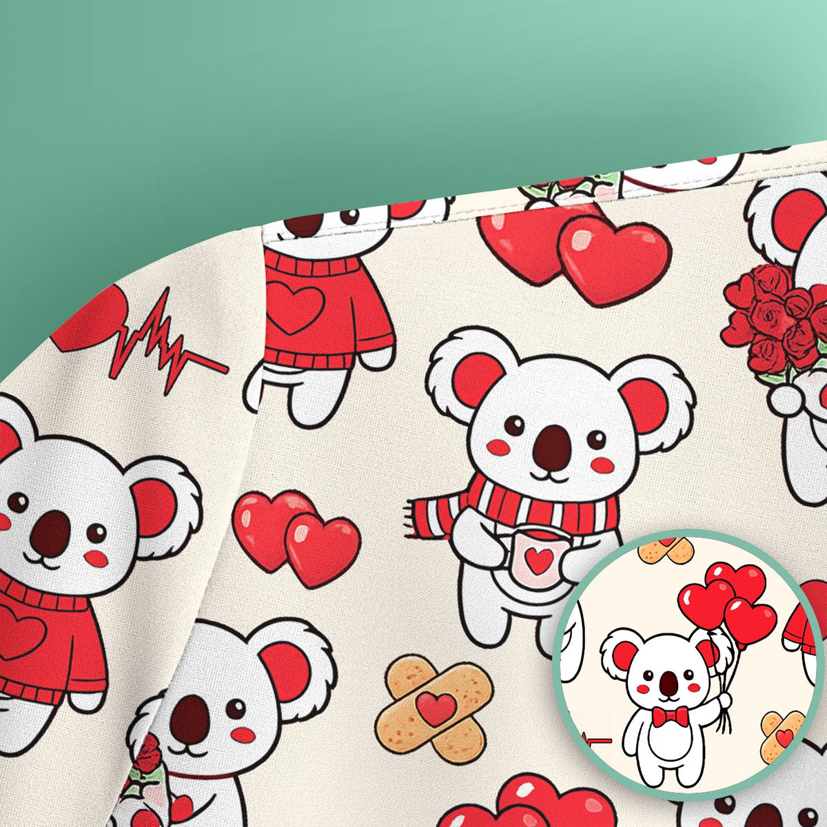 Sweet Koala Scrub Top - Valentines Day Gift For Nurse