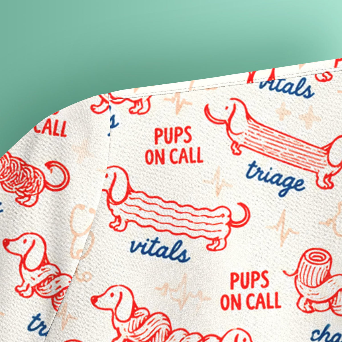 Pups On Call Dachshund Nurse Scrub Top