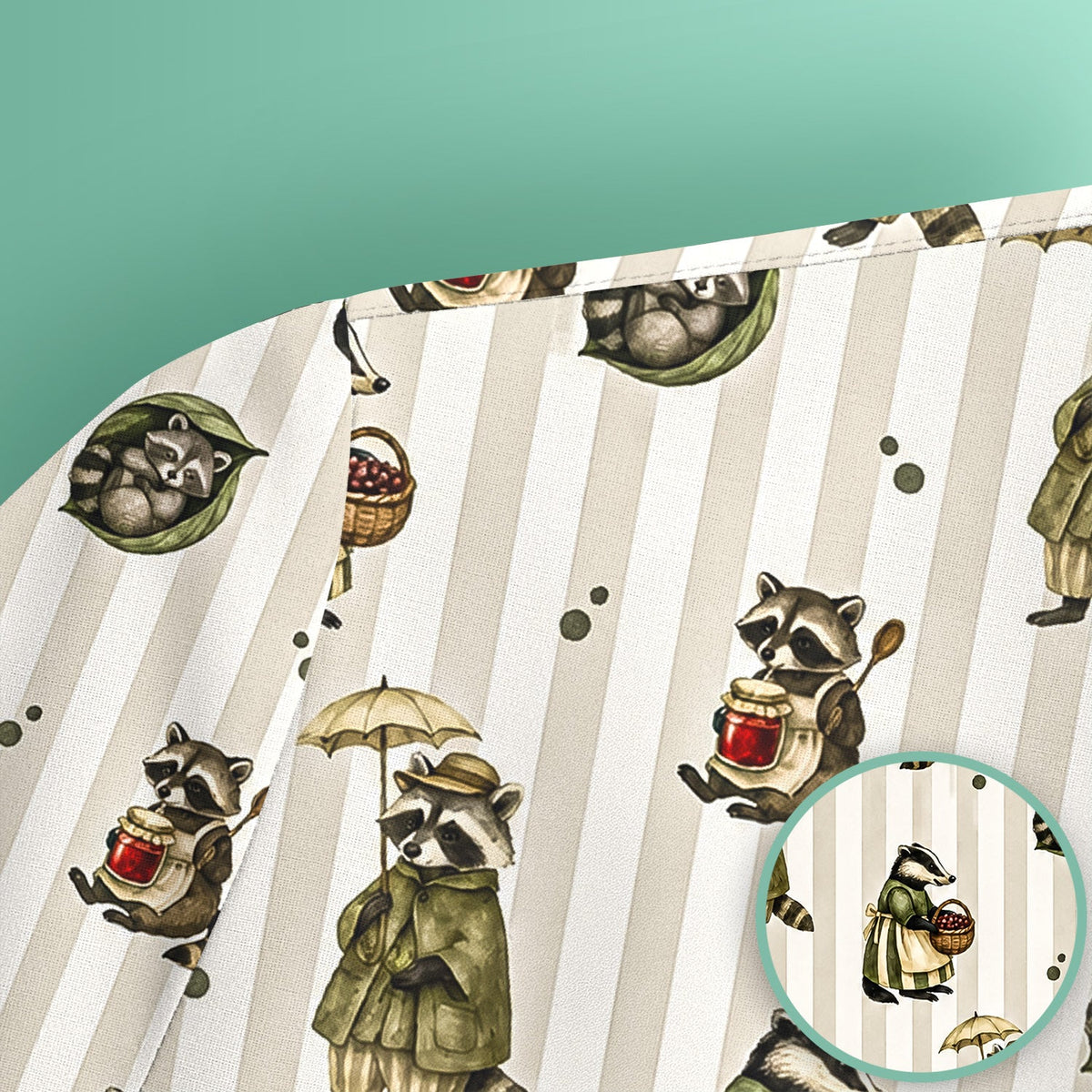Woodland Raccoon Print Nurse Scrub Top