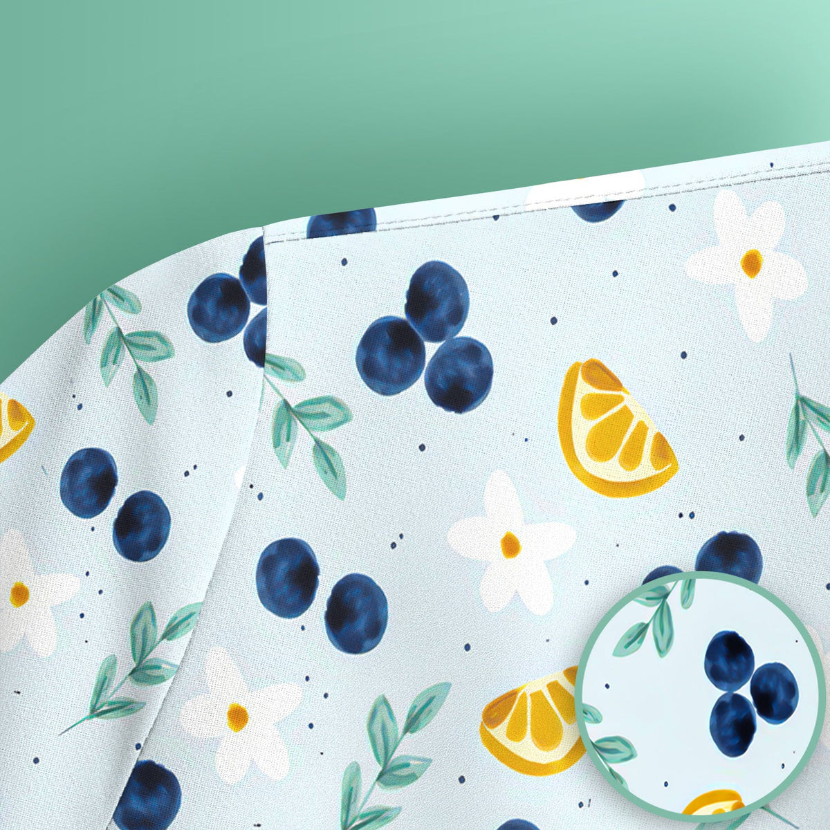 Blueberry Lemon Daisy Nurse Scrub Top