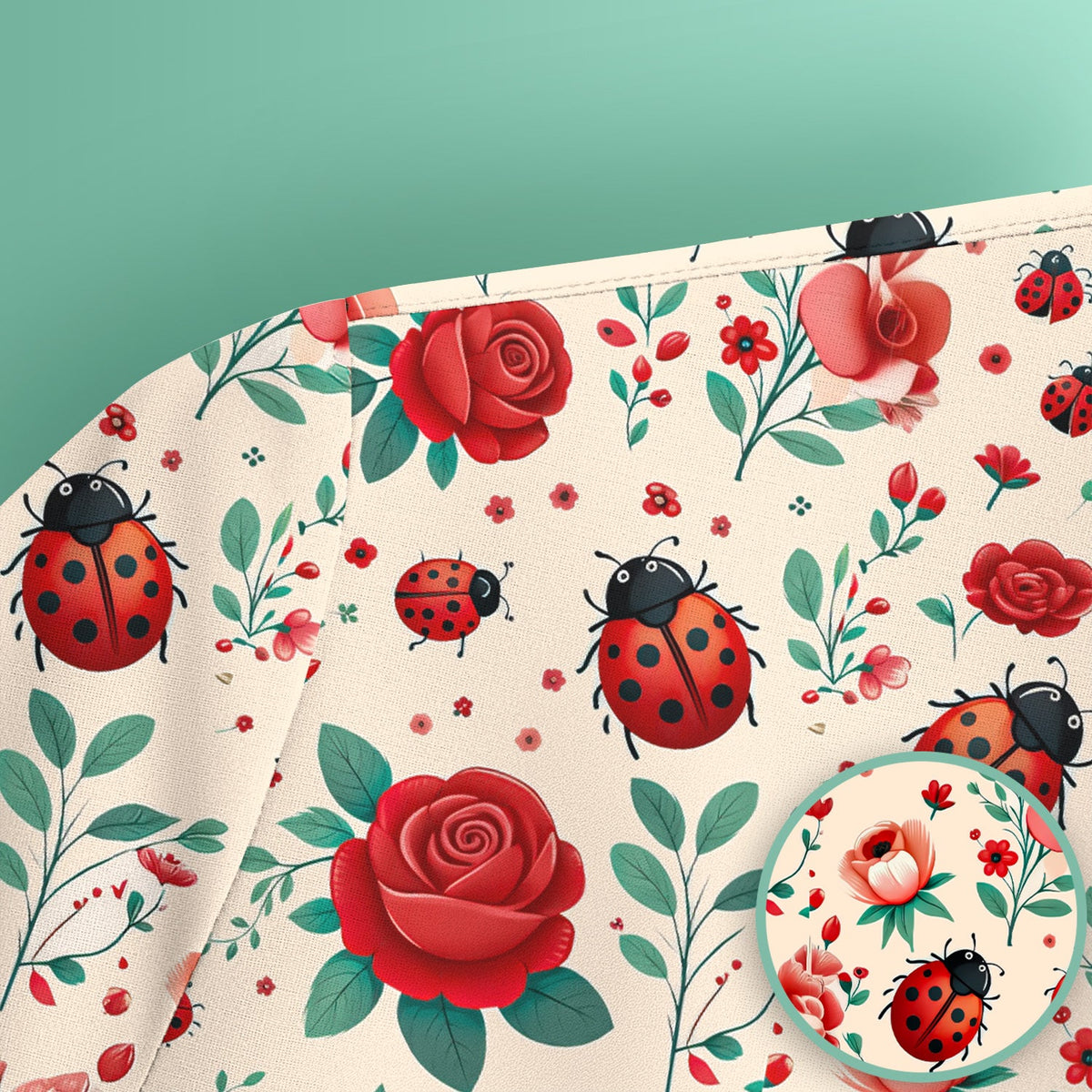 Ladybug Red Rose Floral Nurse Scrub Top