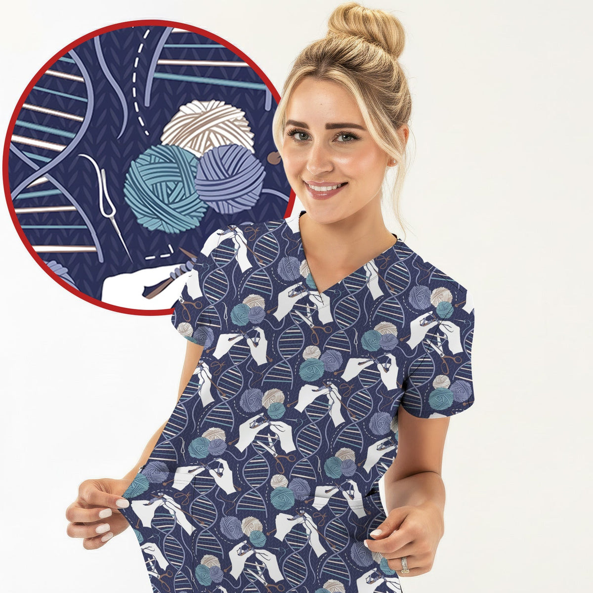 DNA Helix Yarn Nurse Scrub Top