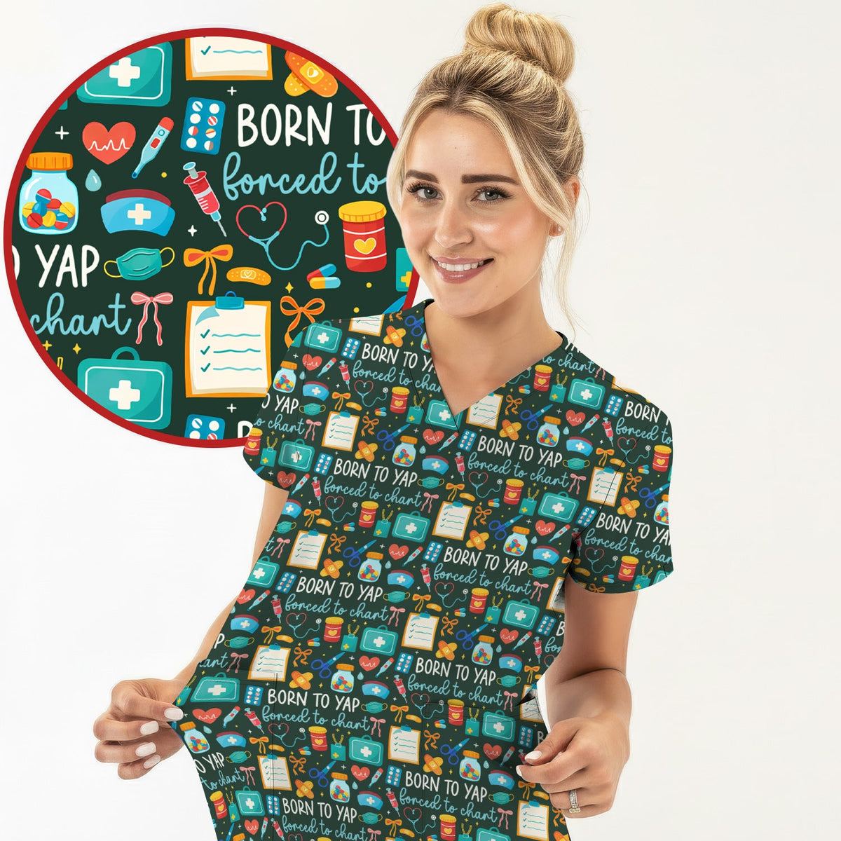 Born To Yap Medical Tools Nurse Scrub Set