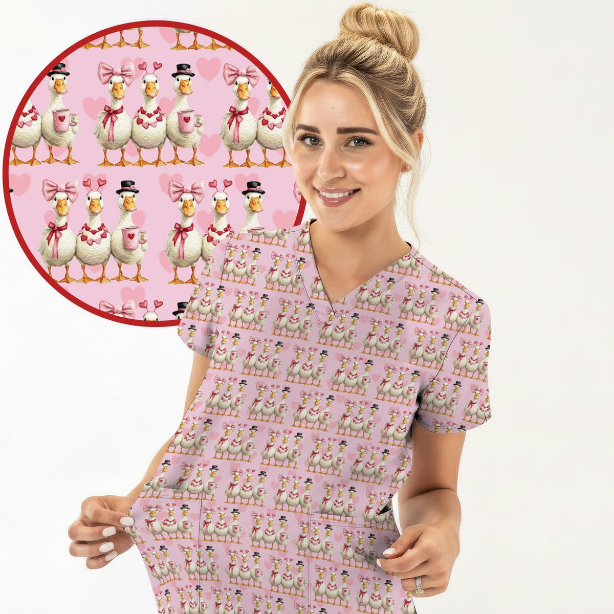 Goose Heart Nurse Scrub Top - Valentines Day Gift