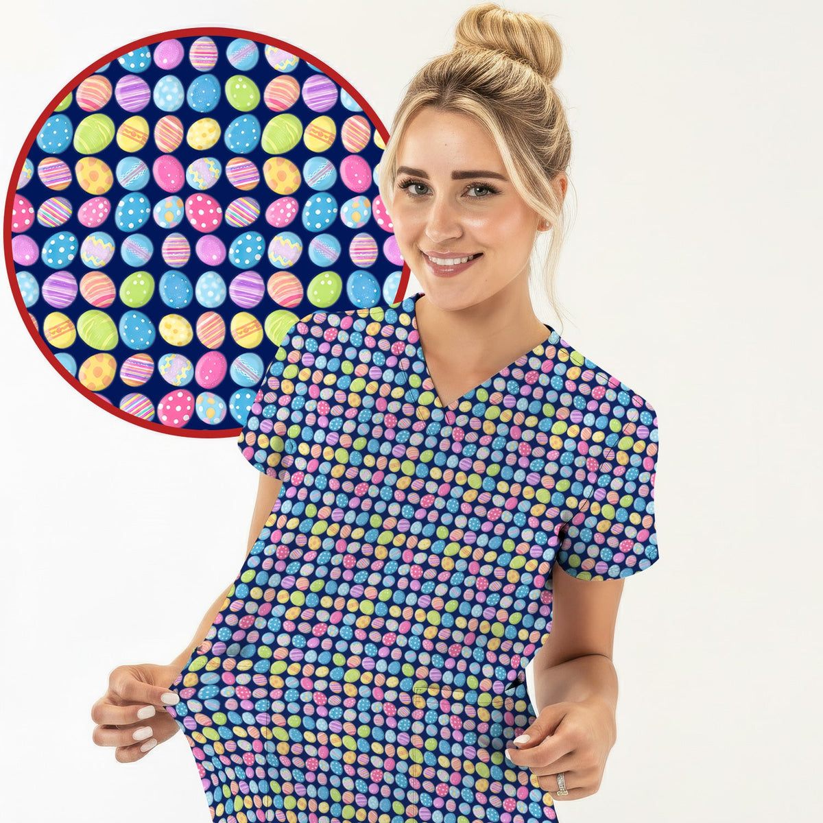 Colorful Easter Eggs Nurse Scrub Set