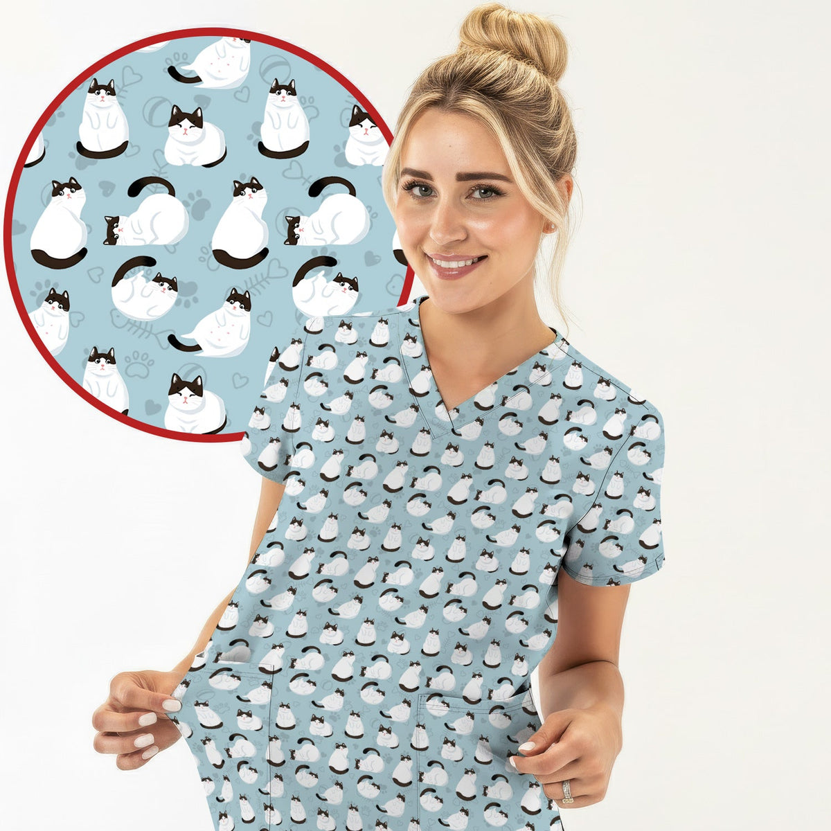 Cat Nurse Scrub Top