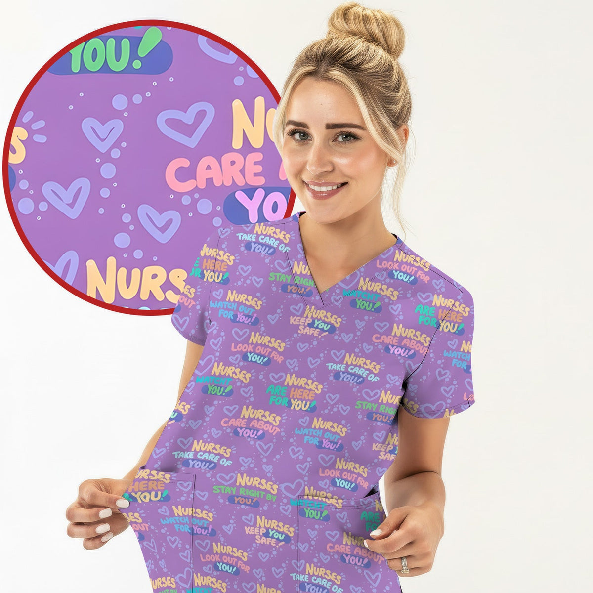 Nurse Quote Care Message Scrub Top