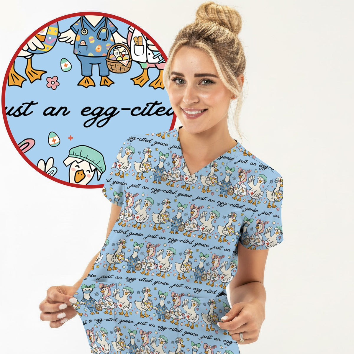 Easter Goose Nurse Scrub Top