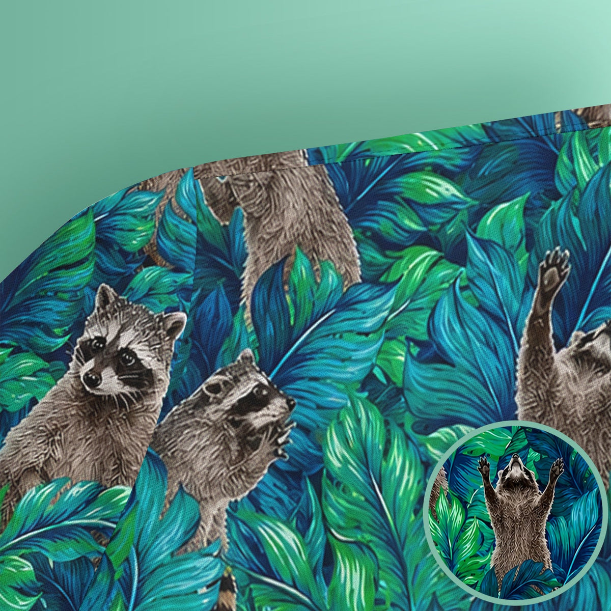 Tropical Raccoon Jungle Leaves Nurse Scrub Top