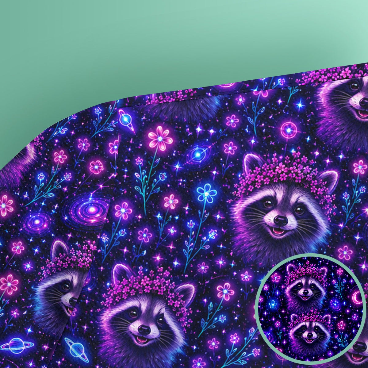 Galaxy Raccoon Nurse Scrub Top
