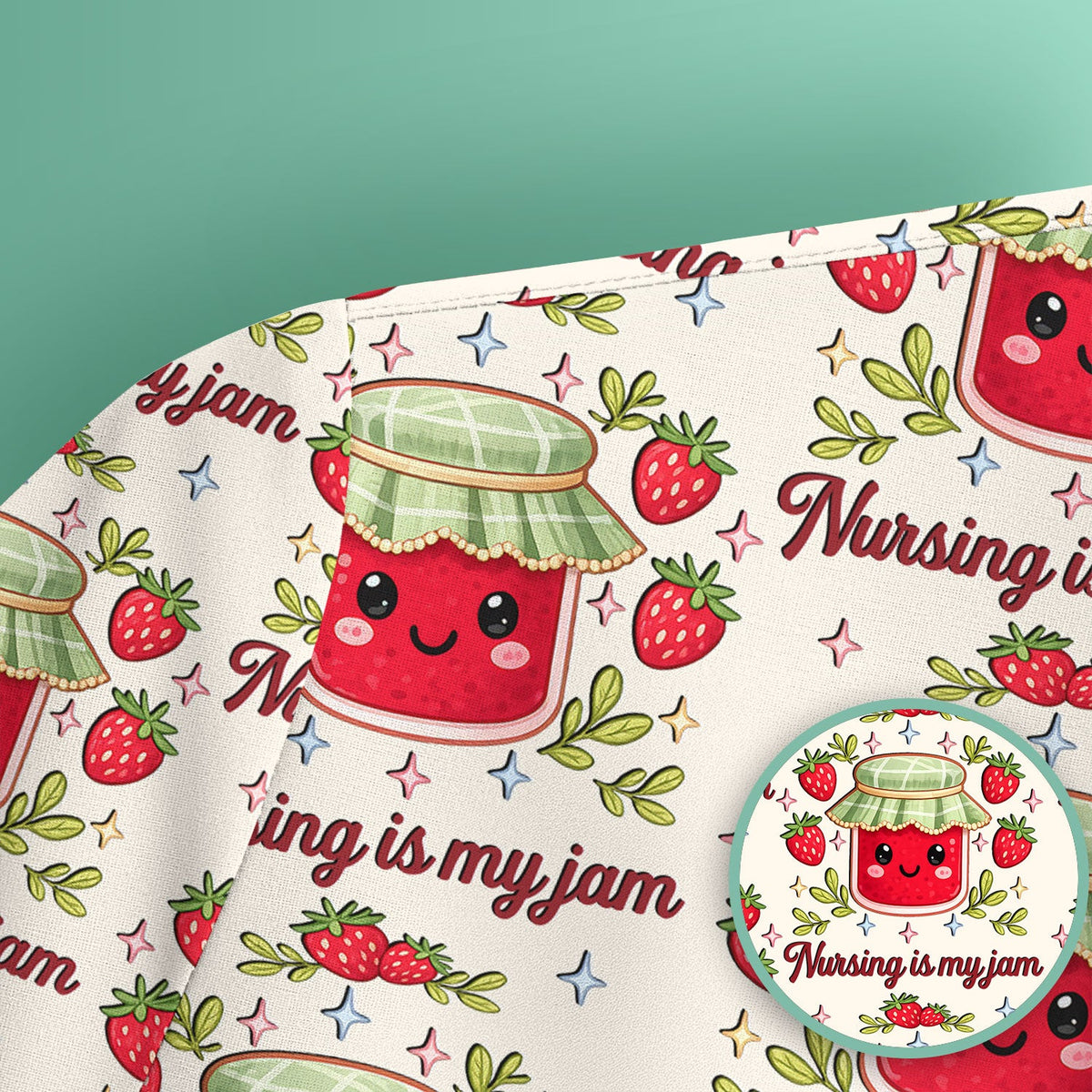 Strawberry Jam Nurse Scrub Top