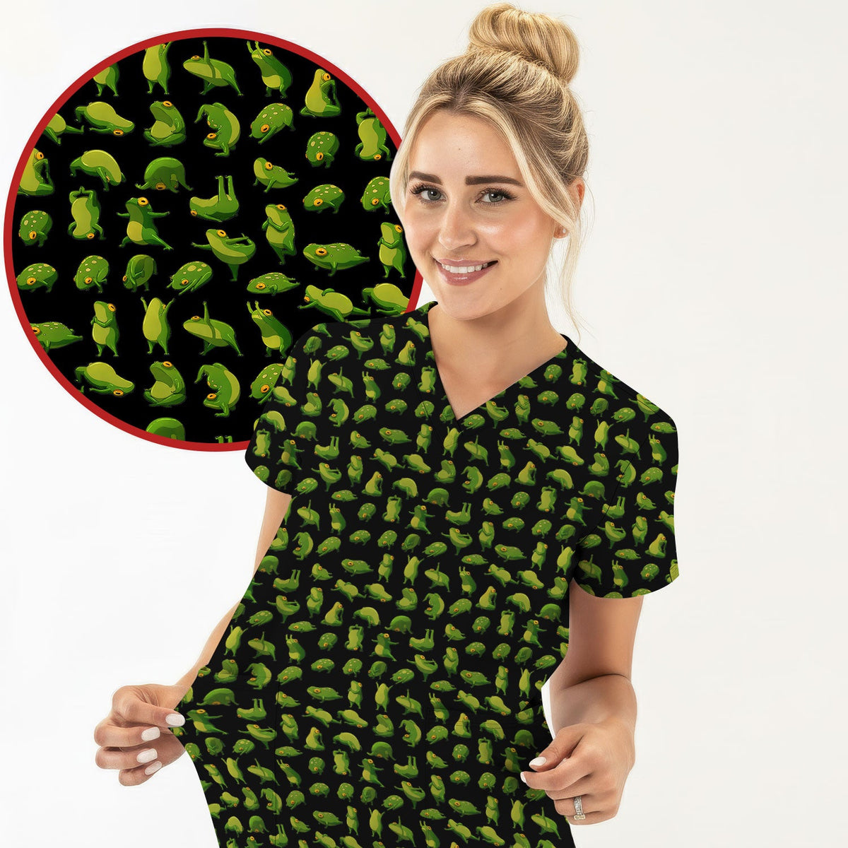 Frog Cartoon Nurse Scrub Top