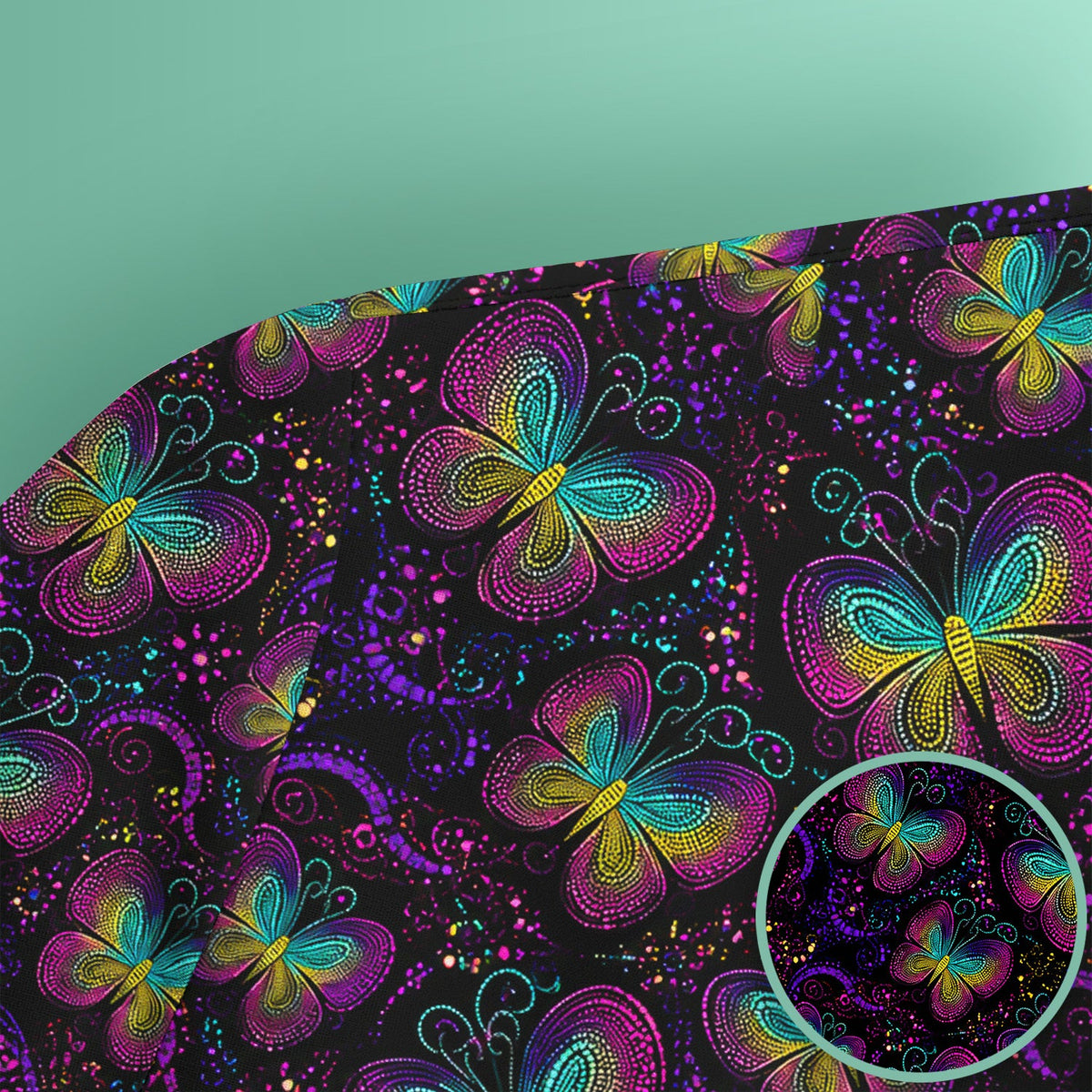 Neon Butterfly Swirl Nurse Scrub Top