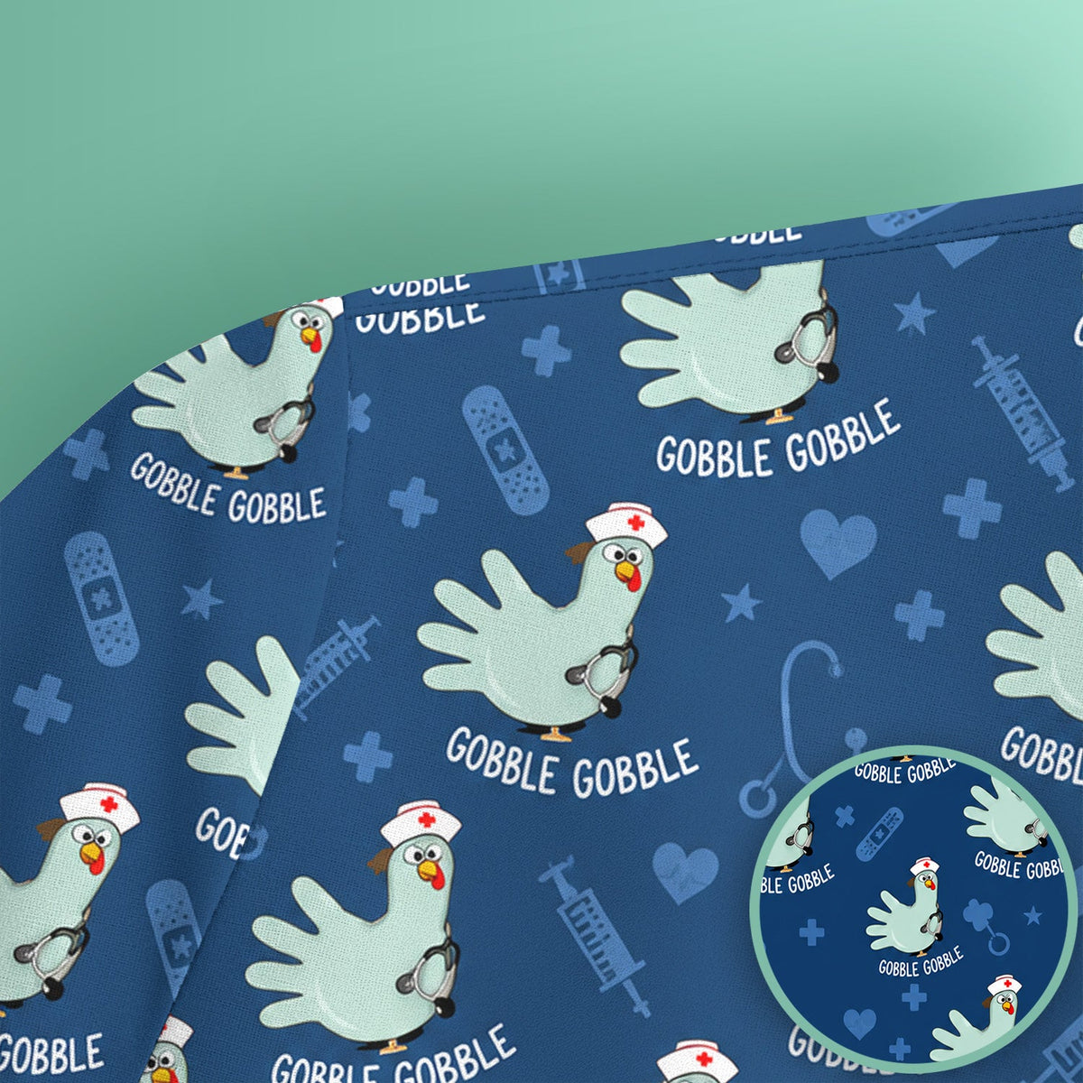 Gobble Gobble Turkey Nurse Scrub Top