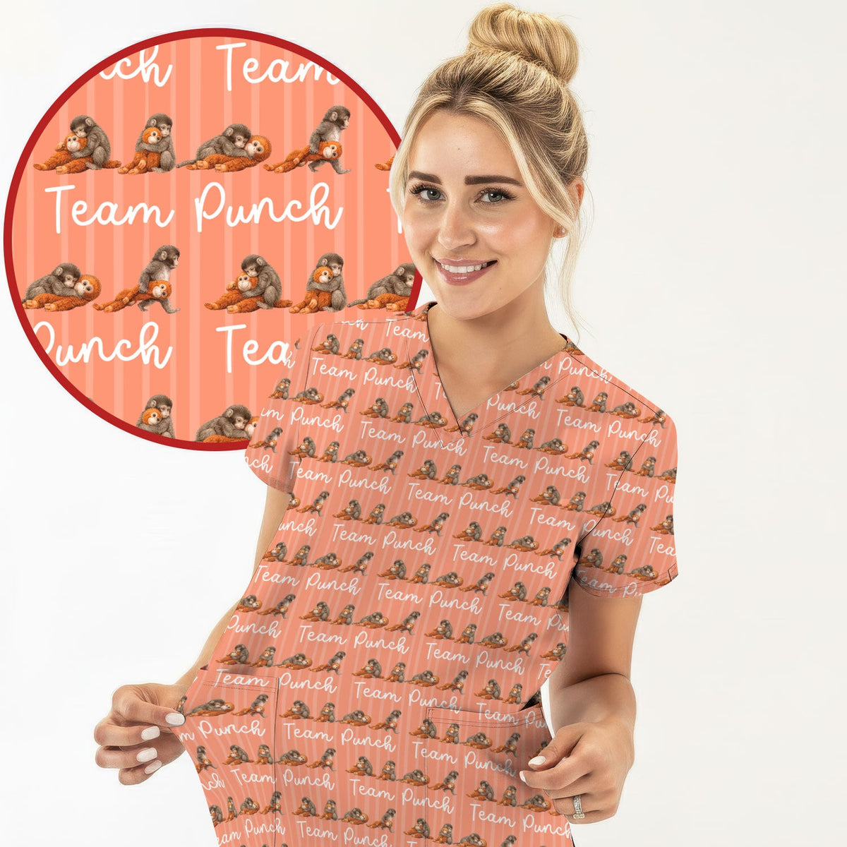 Monkey Team Punch Nurse Scrub Top