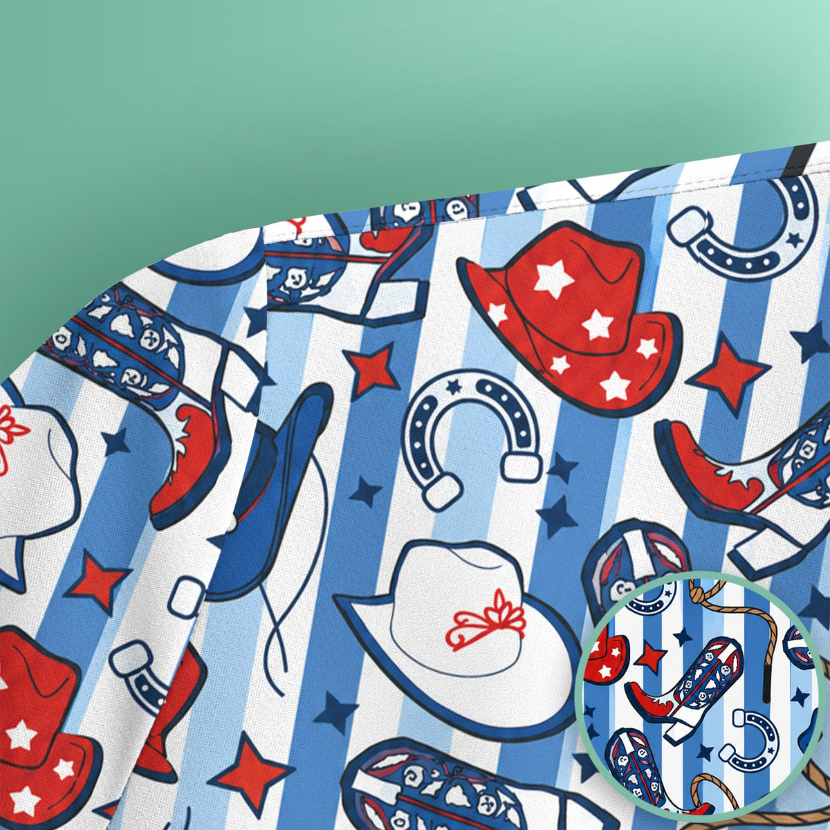 Western Cowboy Boots Hats Nurse Scrub Top