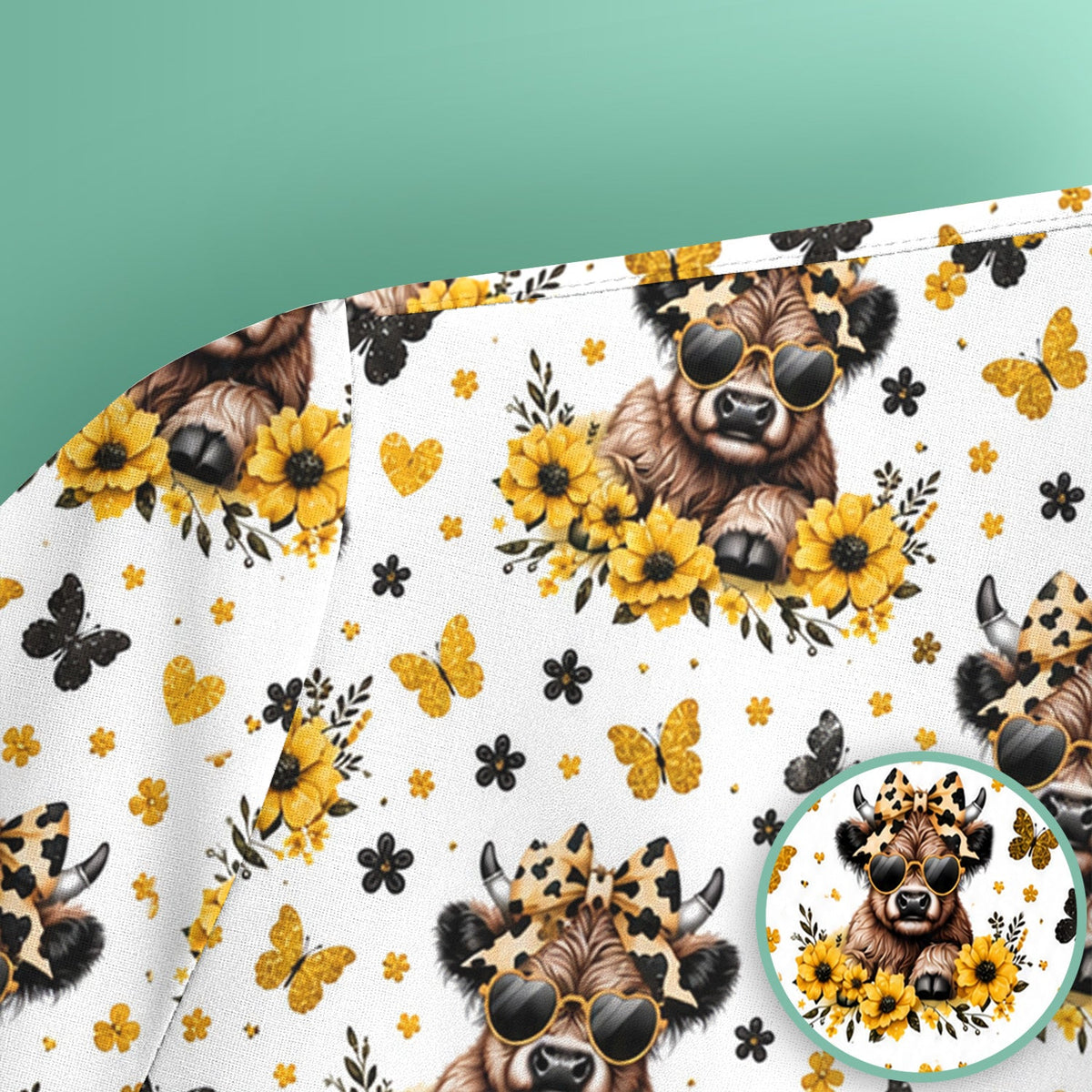 Cow Sunflower Bow Nurse Scrub Top