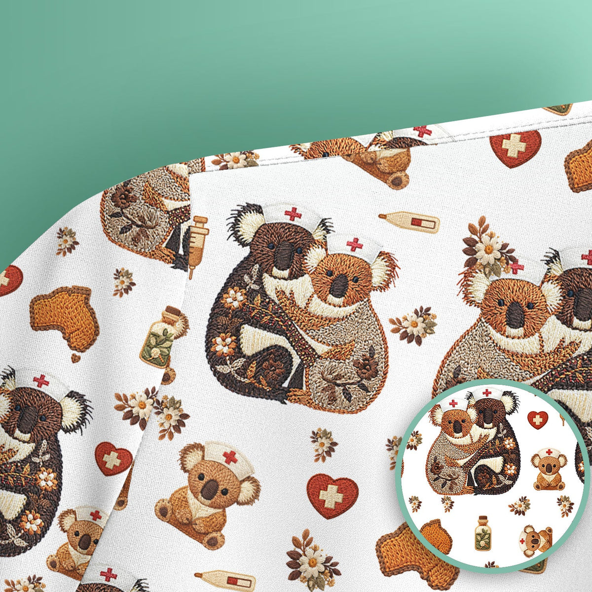 Koala Nurse Scrub Top - Valentines Day Gift