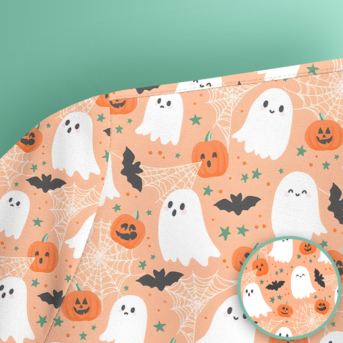 Halloween Ghost Pumpkin Nurse Scrub Top