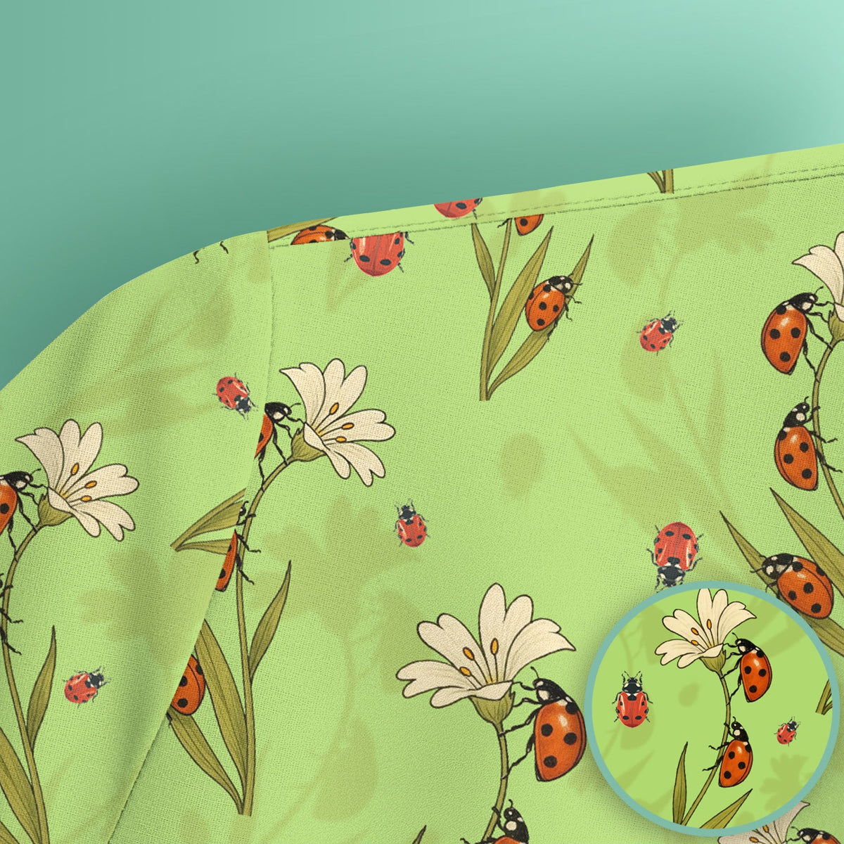 Fresh Daisy Ladybug Garden Nurse Scrub Top