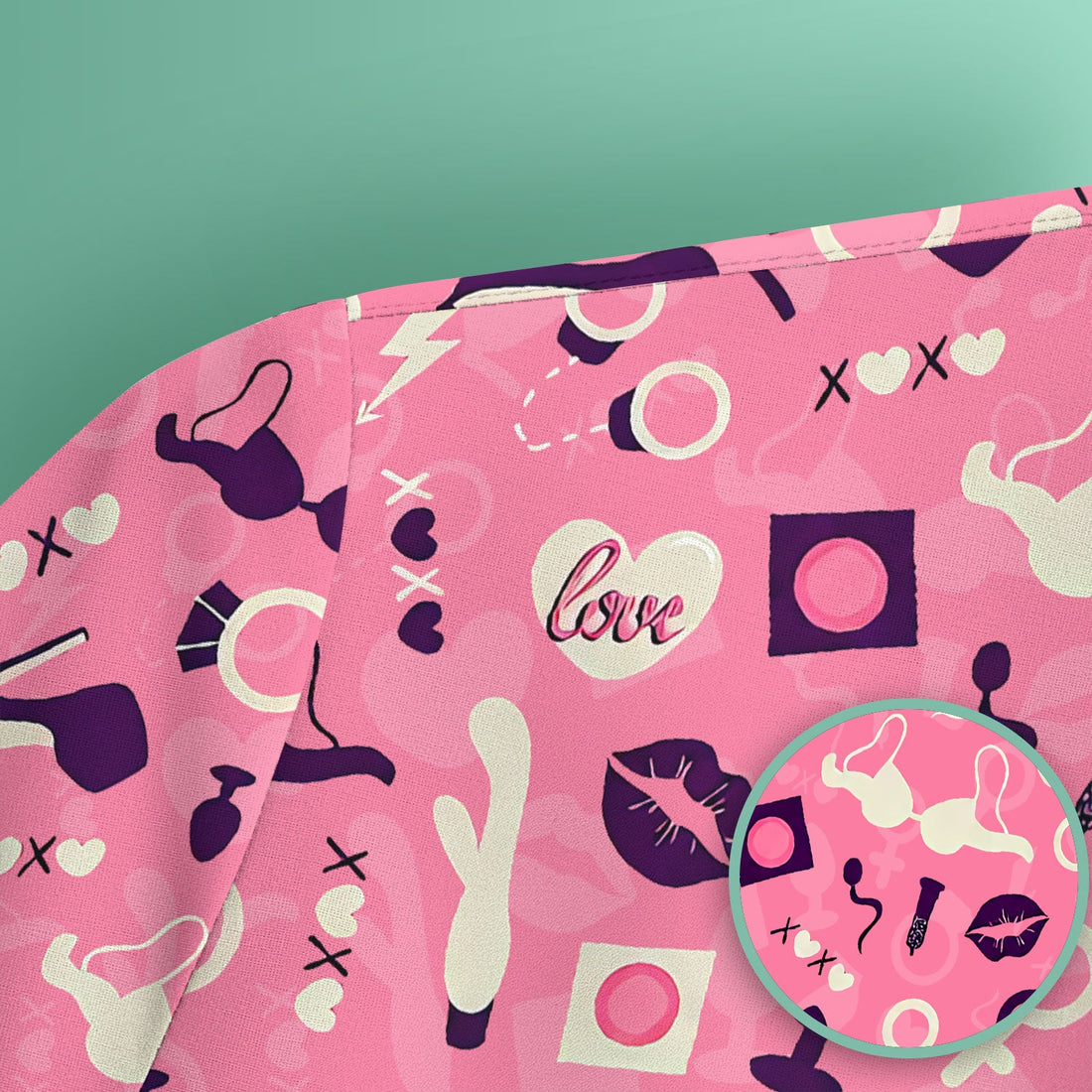 Valentine Nurse Pink Love Scrub Top