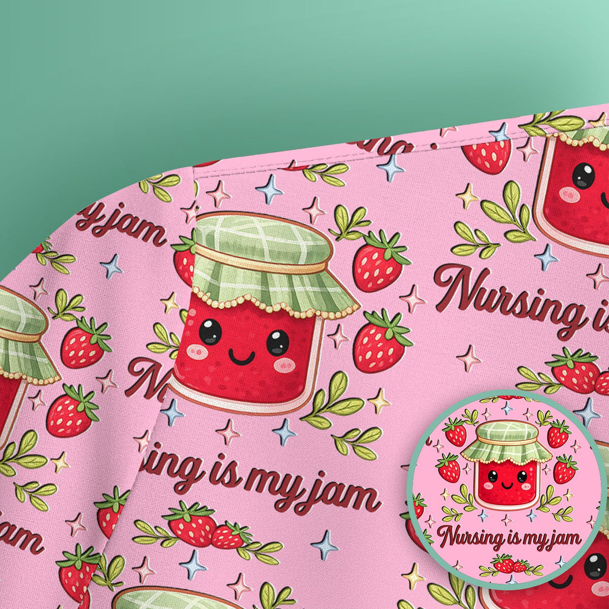 Strawberry Jam Nurse Scrub Top