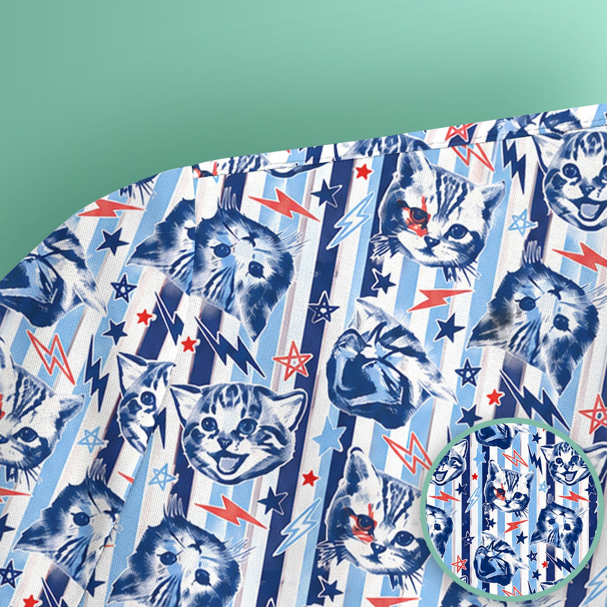Cat Faces With Lightning Nurse Scrub Top