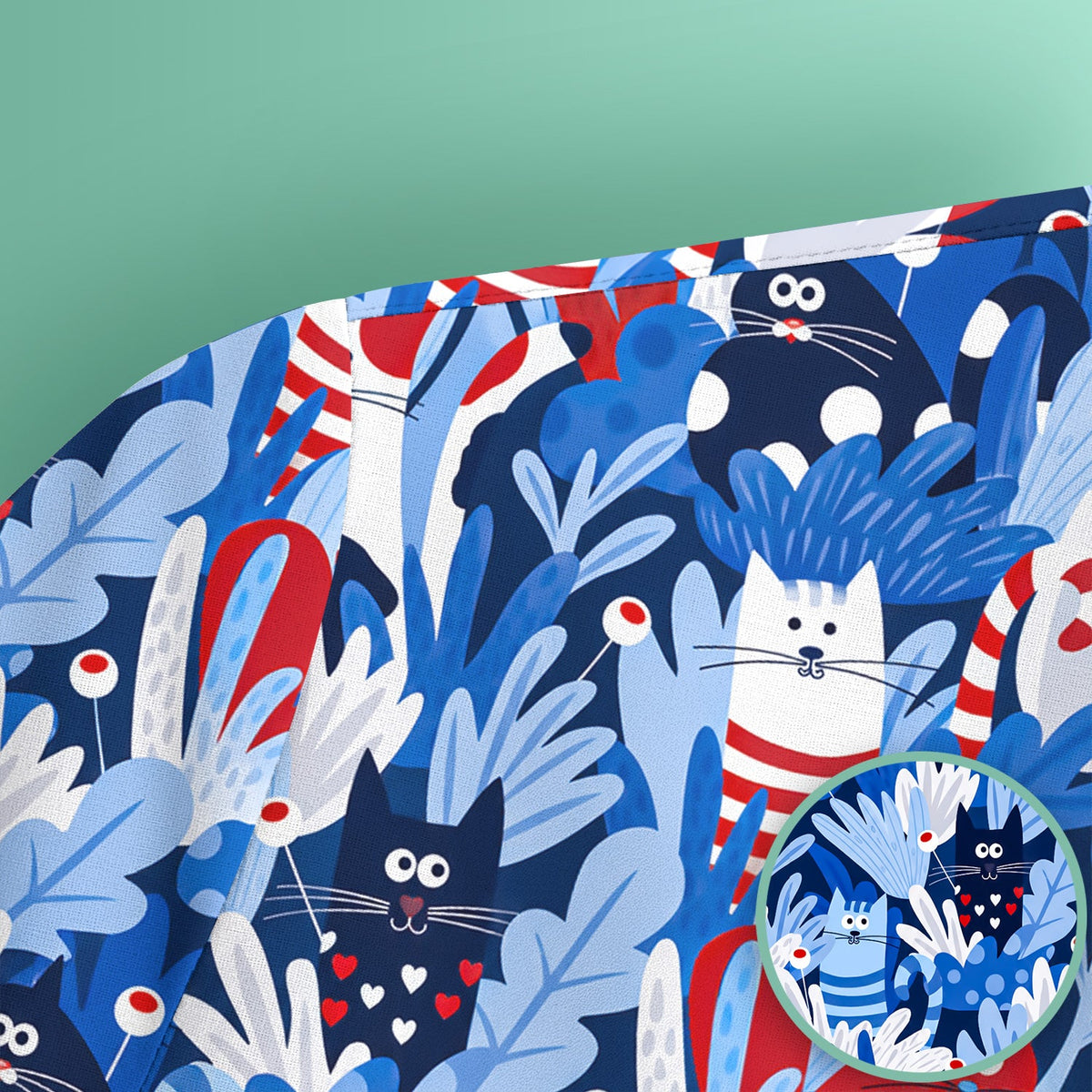 Cats Among Blue Foliage Nurse Scrub Top