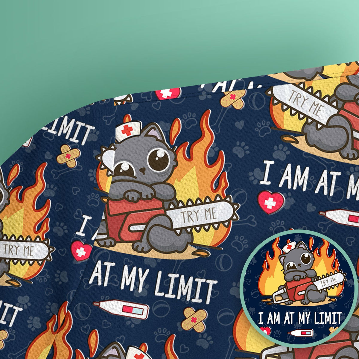 Cat I Am At My Limit Nurse Scrub Top