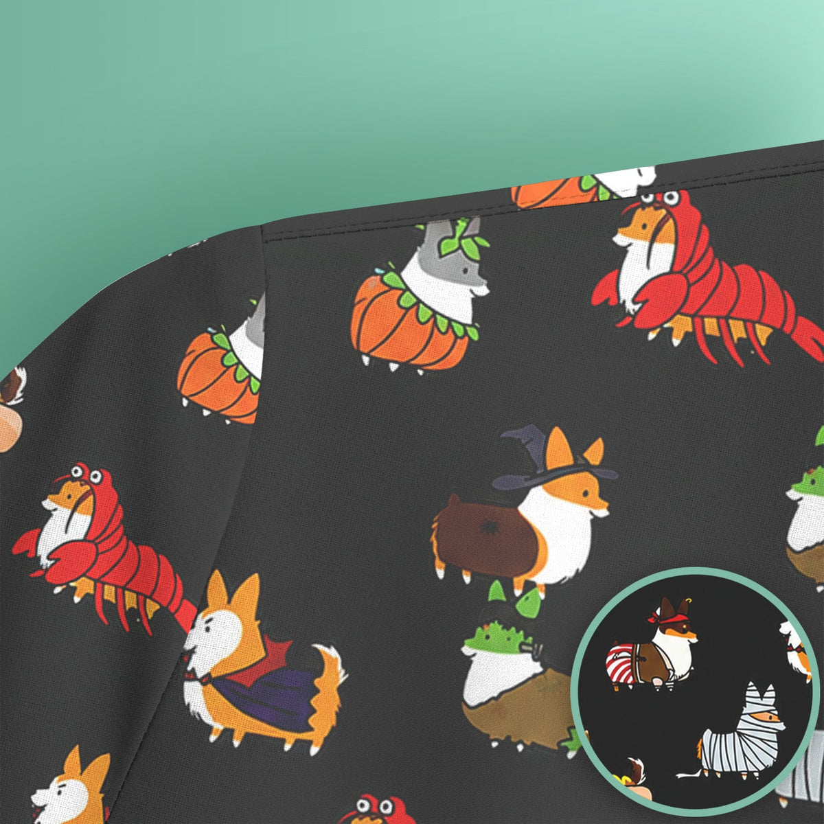 Halloween Corgi Costume Nurse Scrub Top