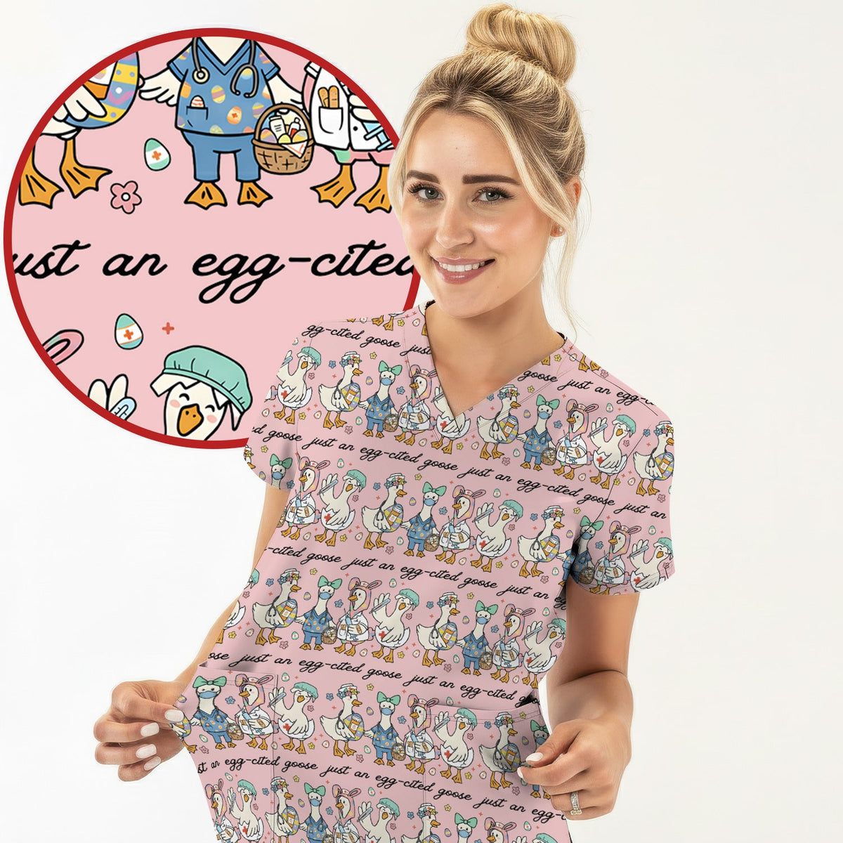 Easter Goose Nurse Scrub Top