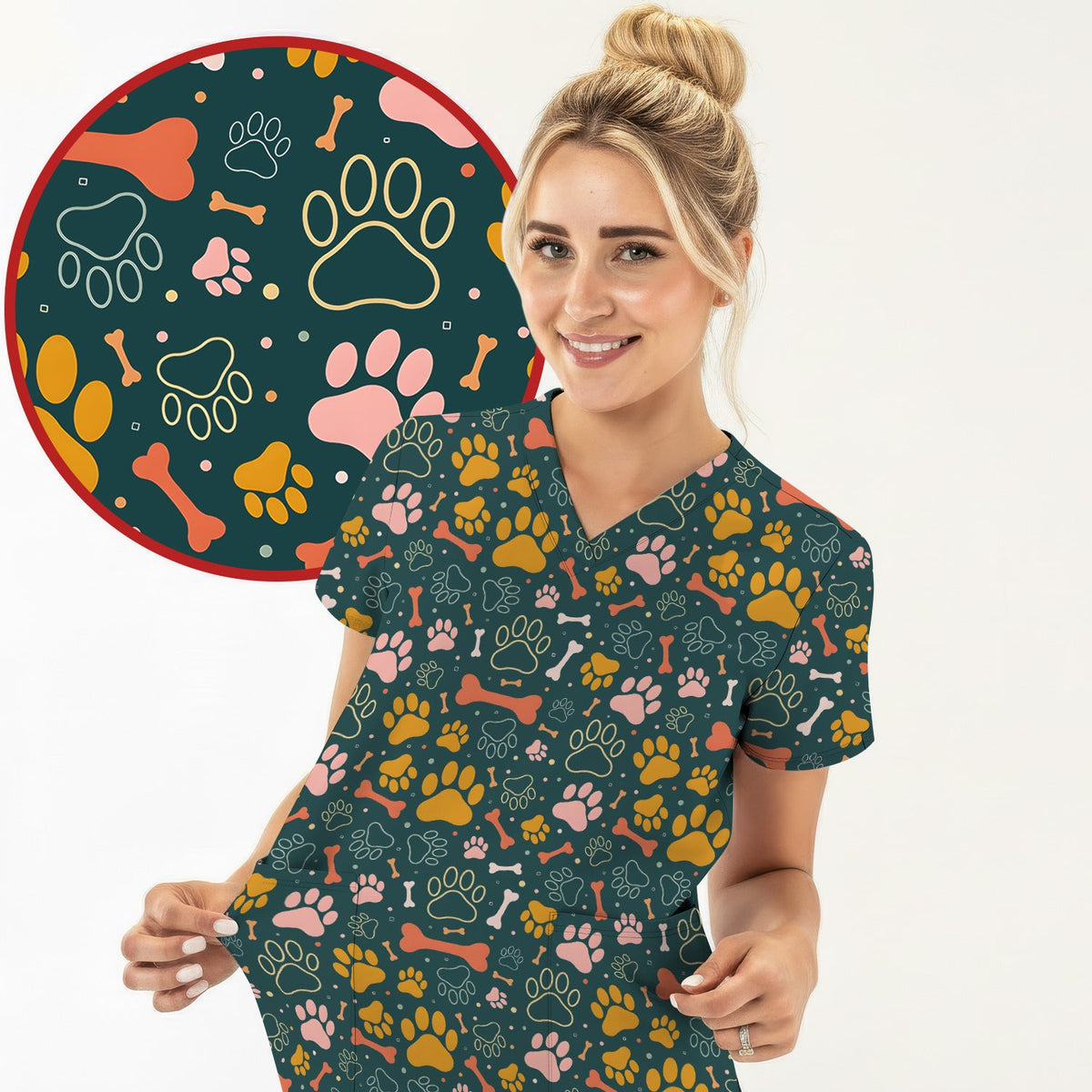 Paw Print Dog Nurse Scrub Set