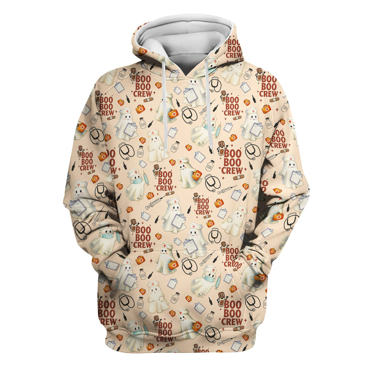 Boo Boo Crew Funny Ghost Nurse Scrub Top