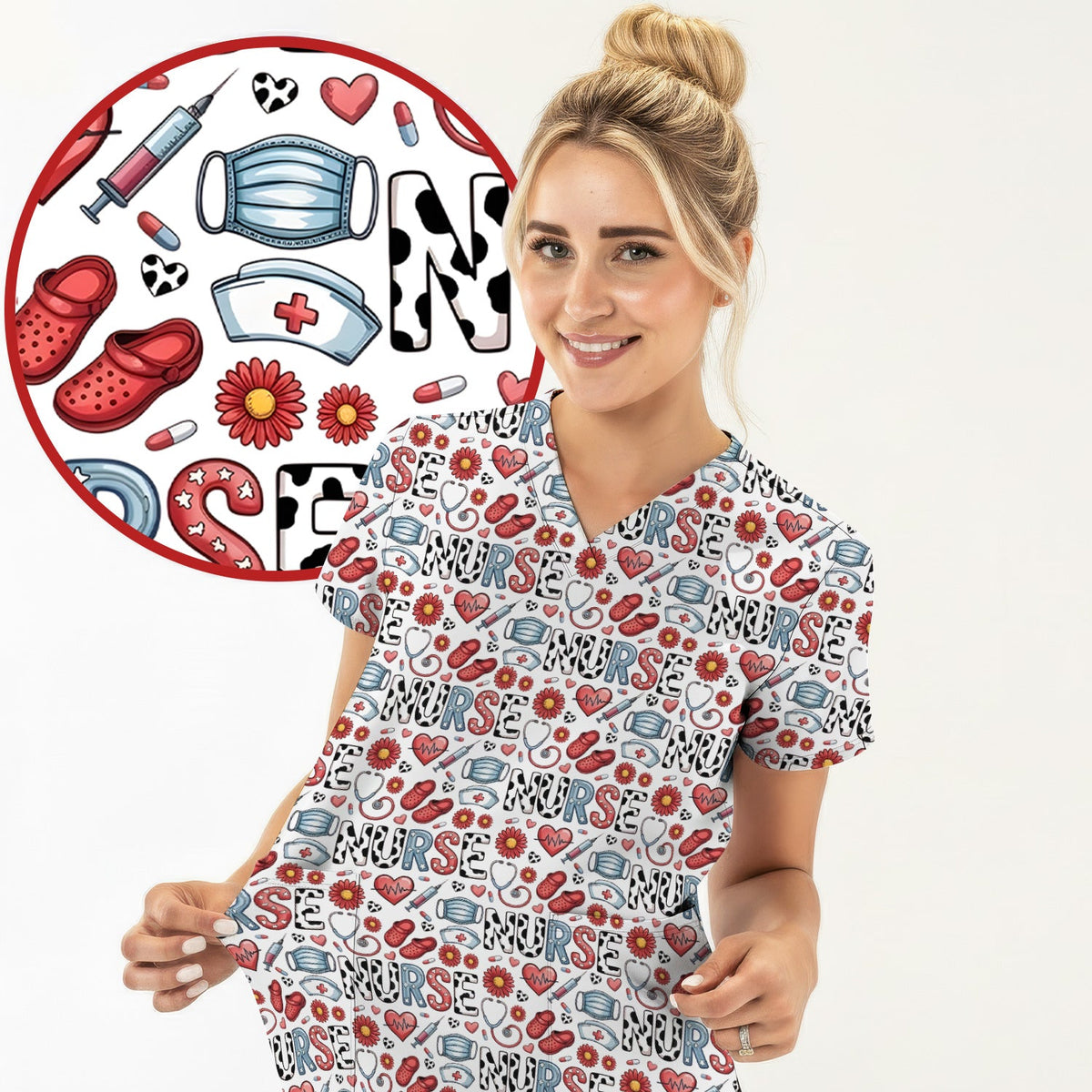 Medical Icon Nurse Scrub Top