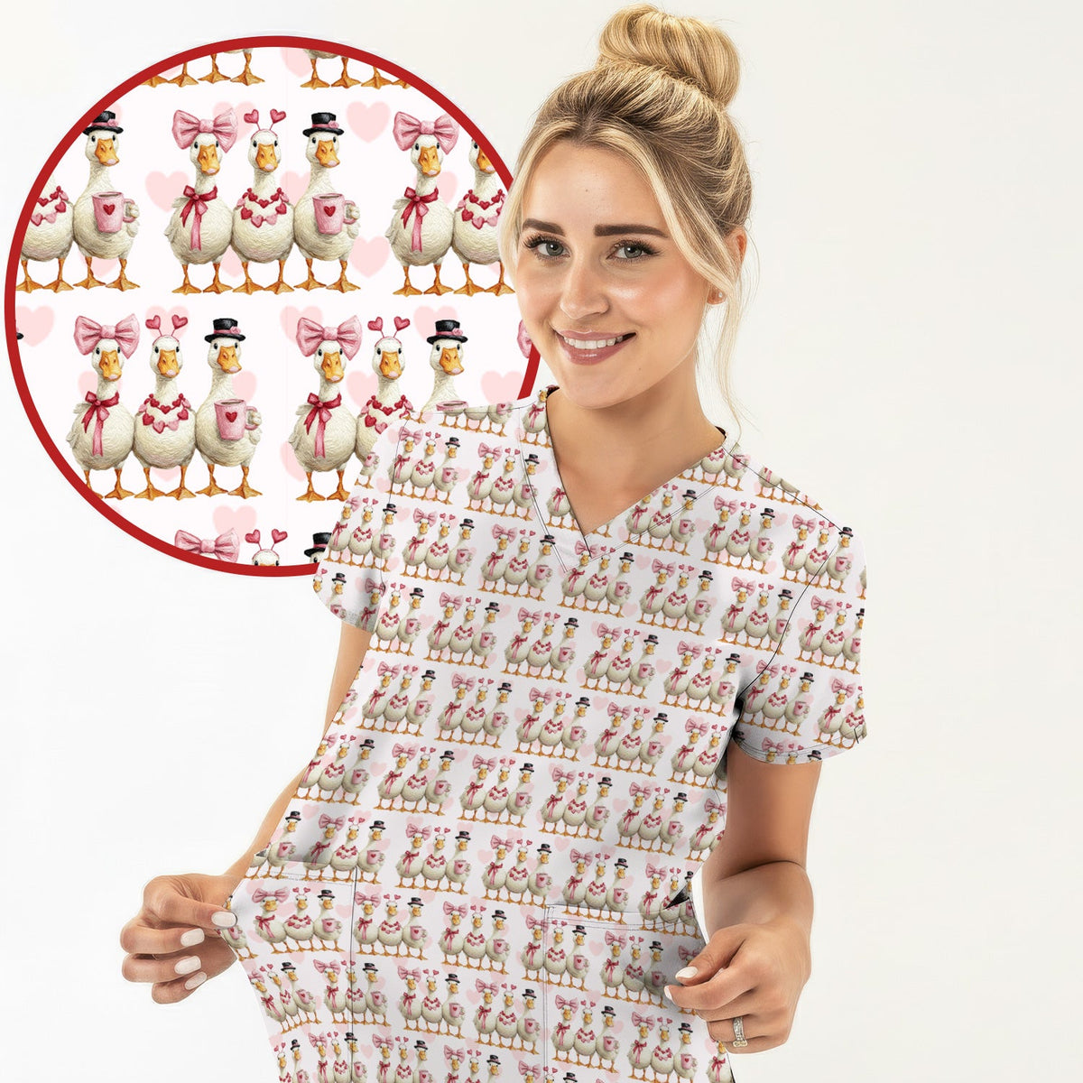 Goose Heart Nurse Scrub Top - Valentines Day Gift