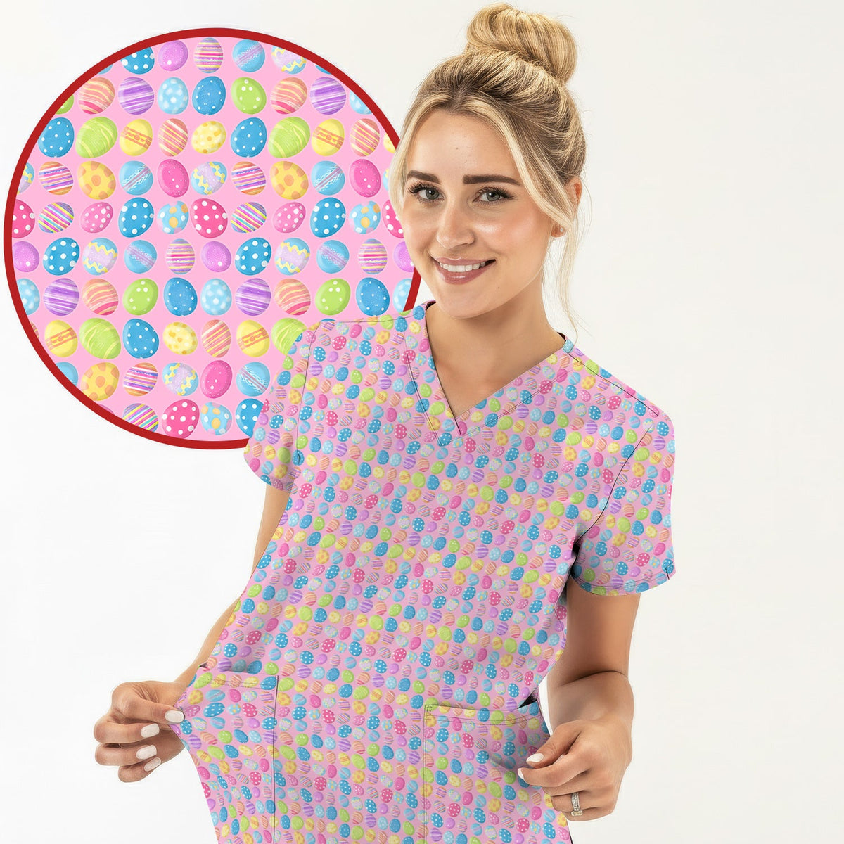 Colorful Easter Eggs Nurse Scrub Set