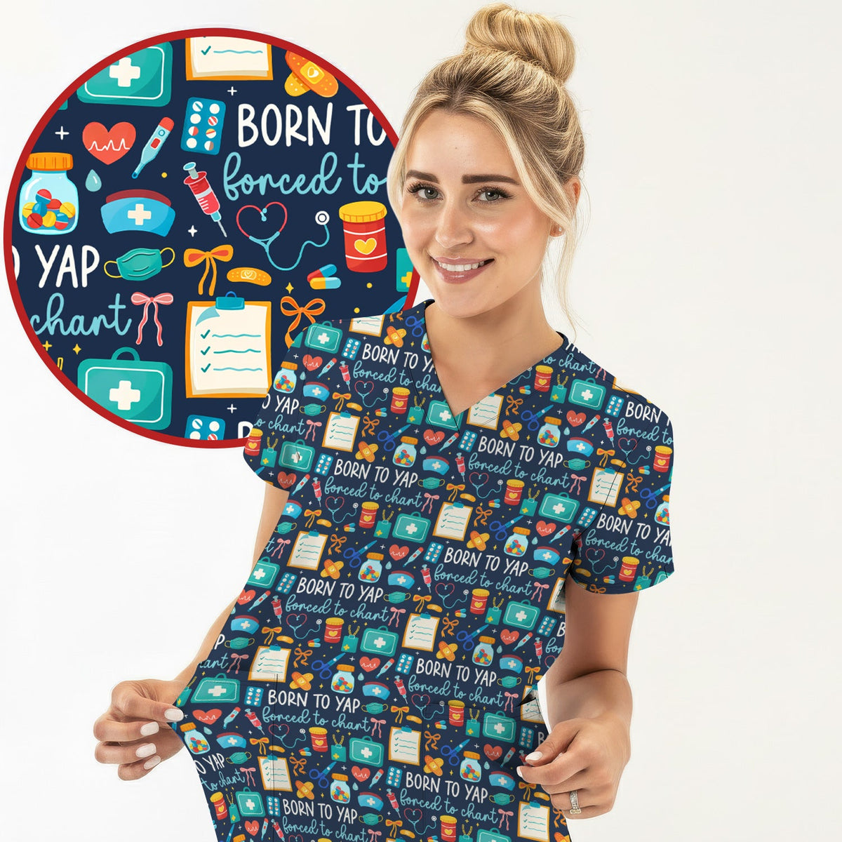 Born To Yap Medical Tools Nurse Scrub Set