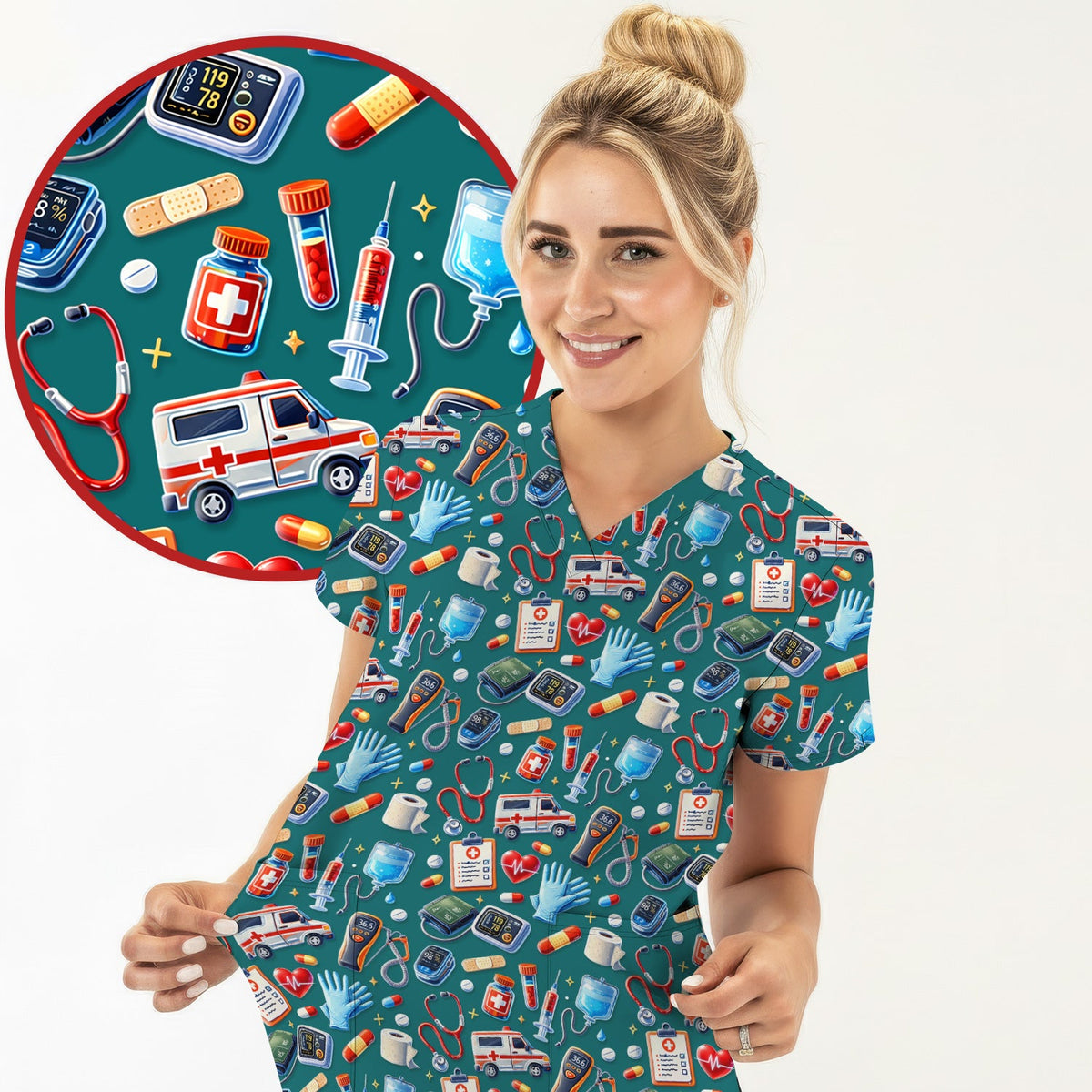 Ambulance Stethoscope Tools Nurse Scrub Set