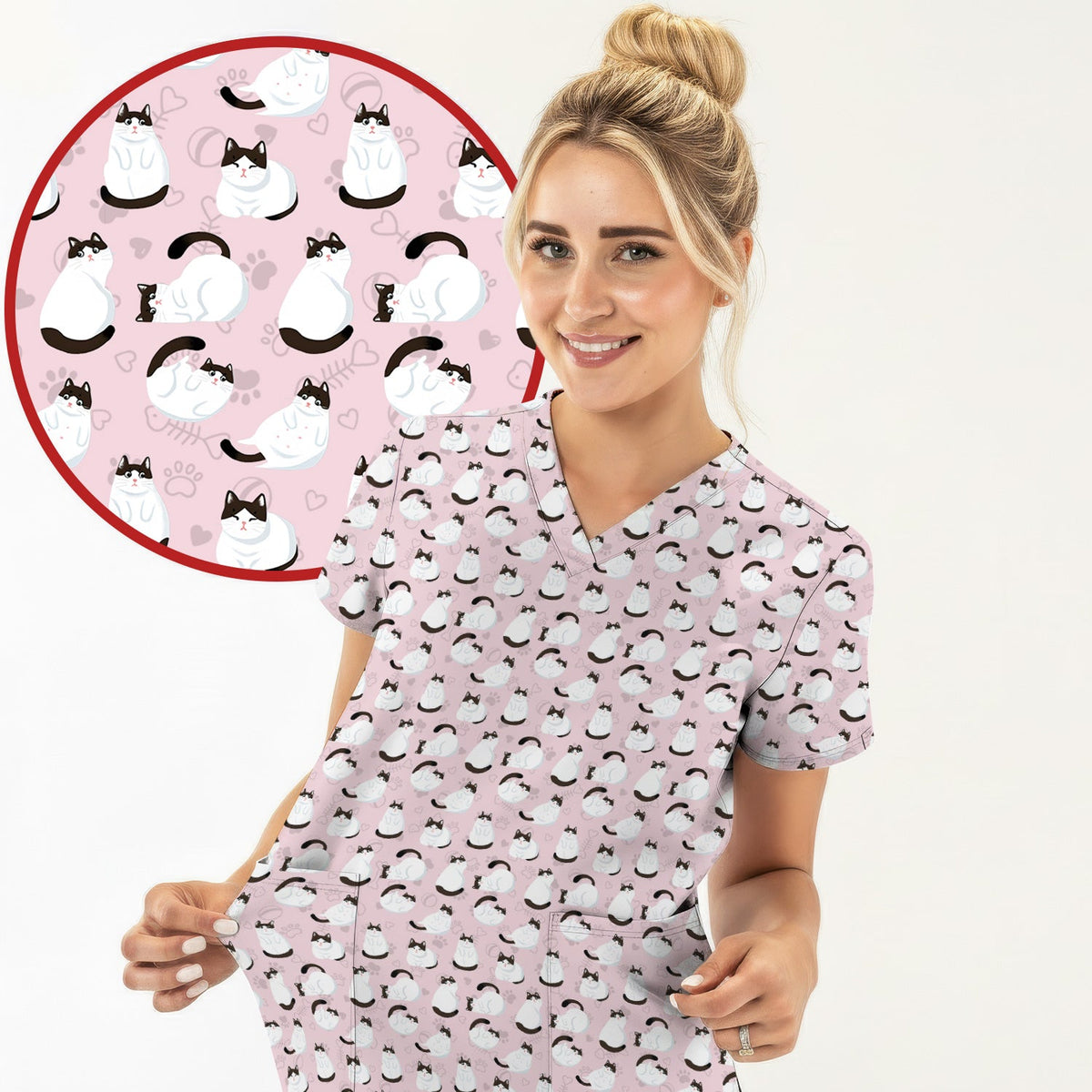 Cat Nurse Scrub Top