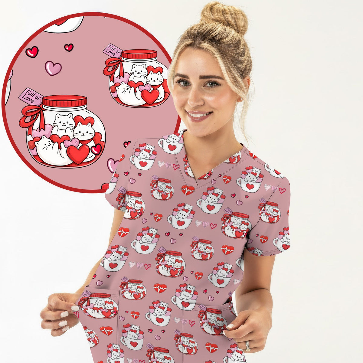 Cat Nurse Scrub Set - Valentines Day Gift