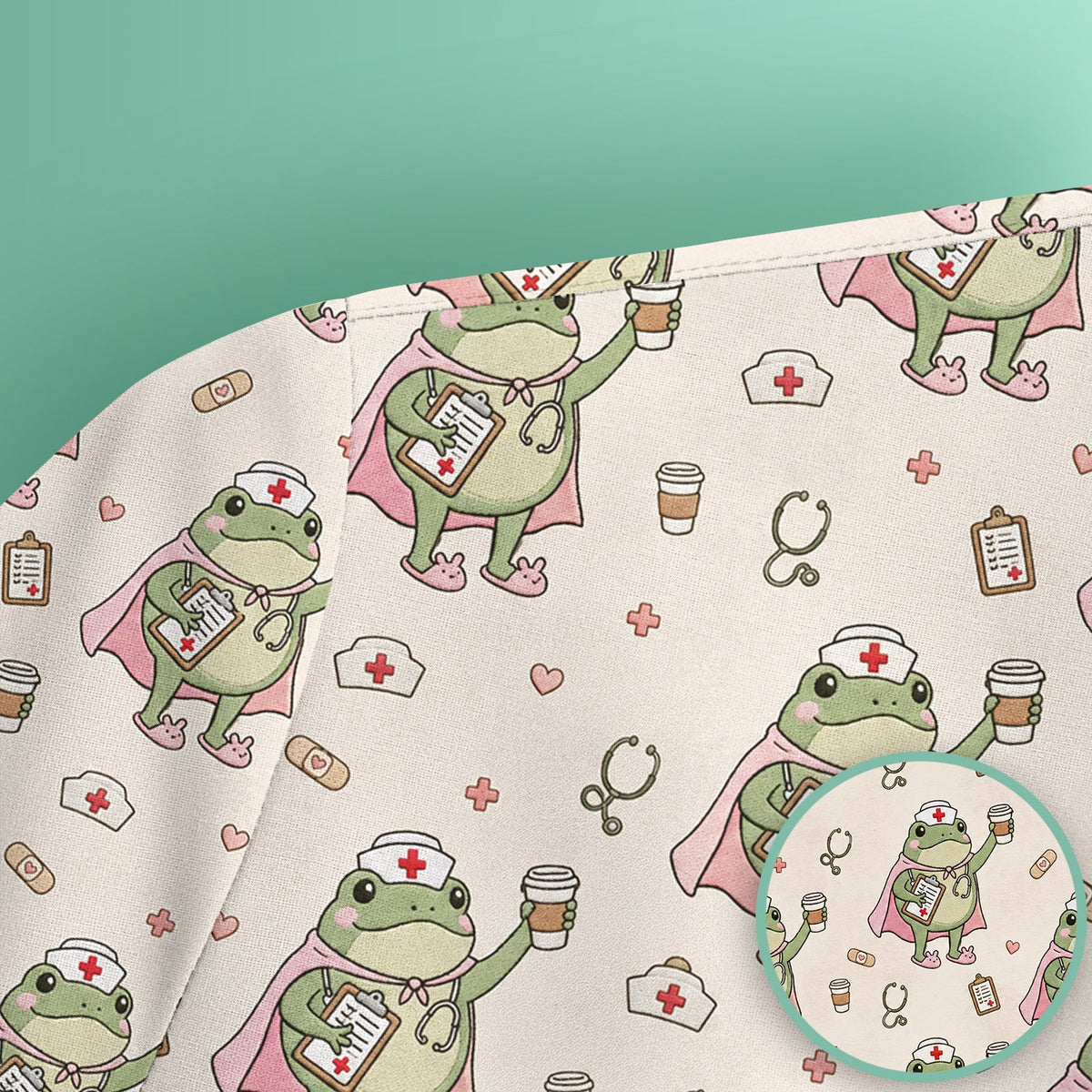 Super Nurse Frog Scrub Top