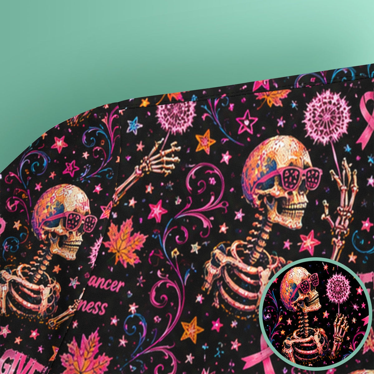 Breast Cancer Awareness Skeletons Nurse Scrub Top