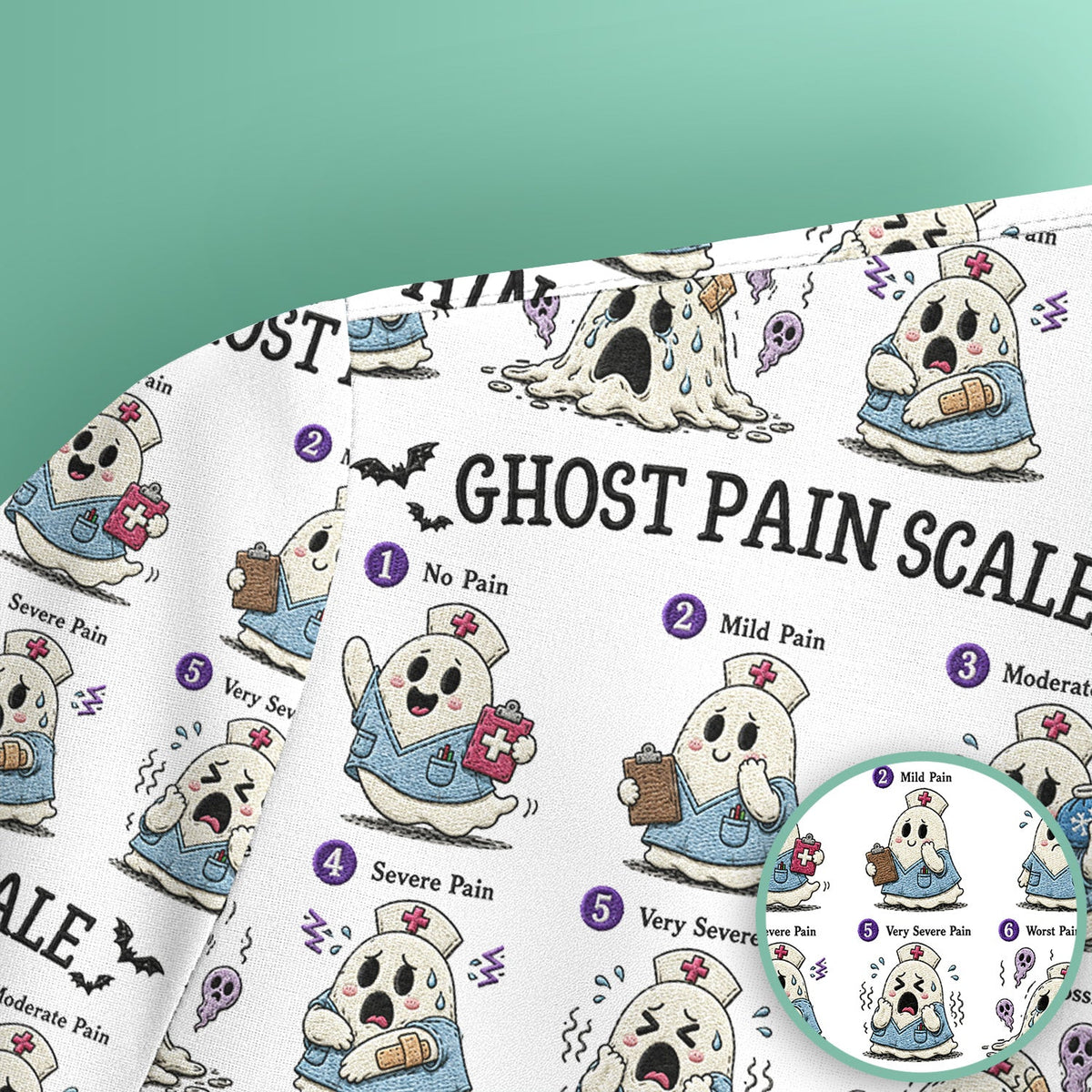 Ghost Pain Scale Nurse Scrub Top